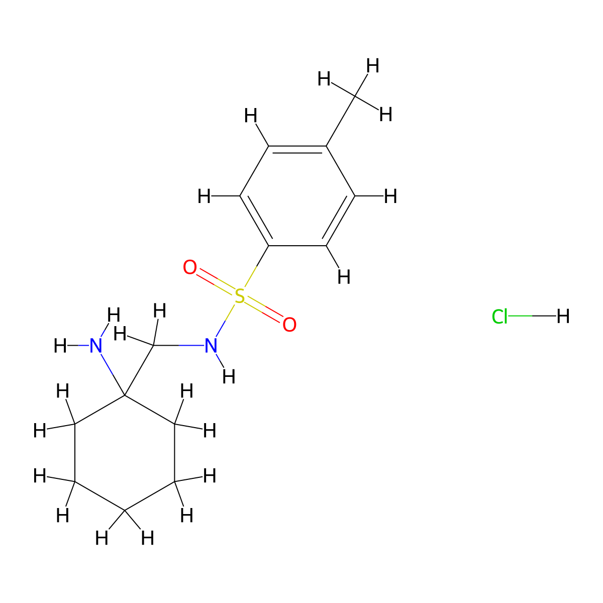 N-[(1-aminocyclohexyl)methyl]-4-methylbenzene-1-sulfonamide hydrochloride molecular structure, CAS 1423032-54-5