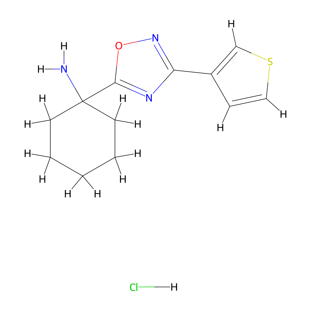 {1-[3-(3-Thienyl)-1,2,4-oxadiazol-5-yl]cyclohexyl}amine hydrochloride molecular structure, CAS 1423032-57-8