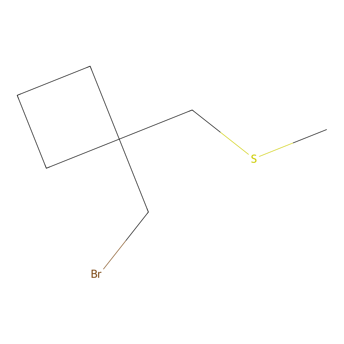 1-(Bromomethyl)-1-[(methylsulfanyl)methyl]cyclobutane molecular structure, CAS 1423032-58-9