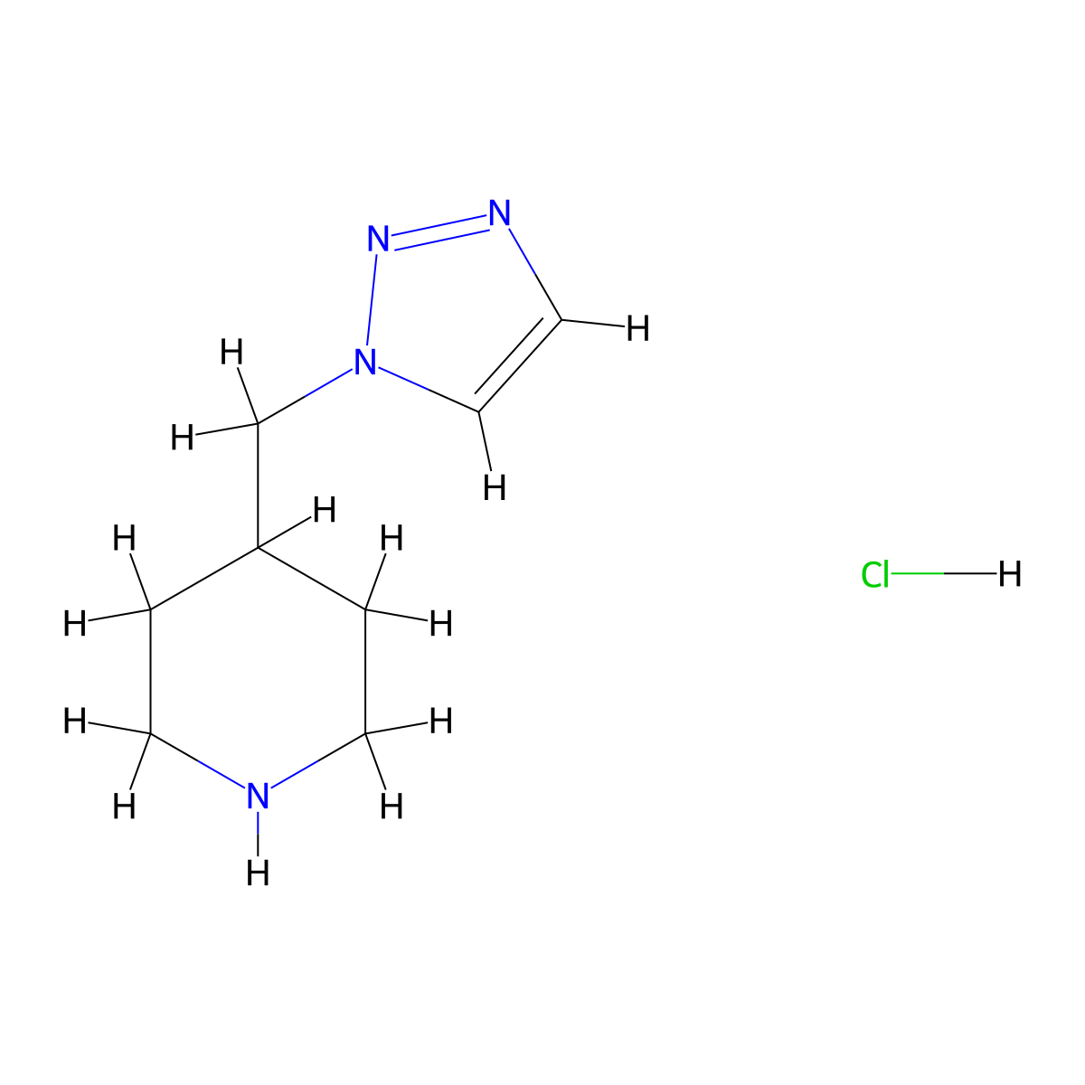 4-[(1H-1,2,3-triazol-1-yl)methyl]piperidine hydrochloride molecular structure, CAS 1423032-62-5