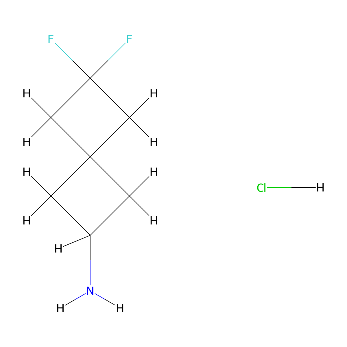 6,6-Difluorospiro[3.3]heptan-2-amine hydrochloride molecular structure, CAS 1423032-71-6