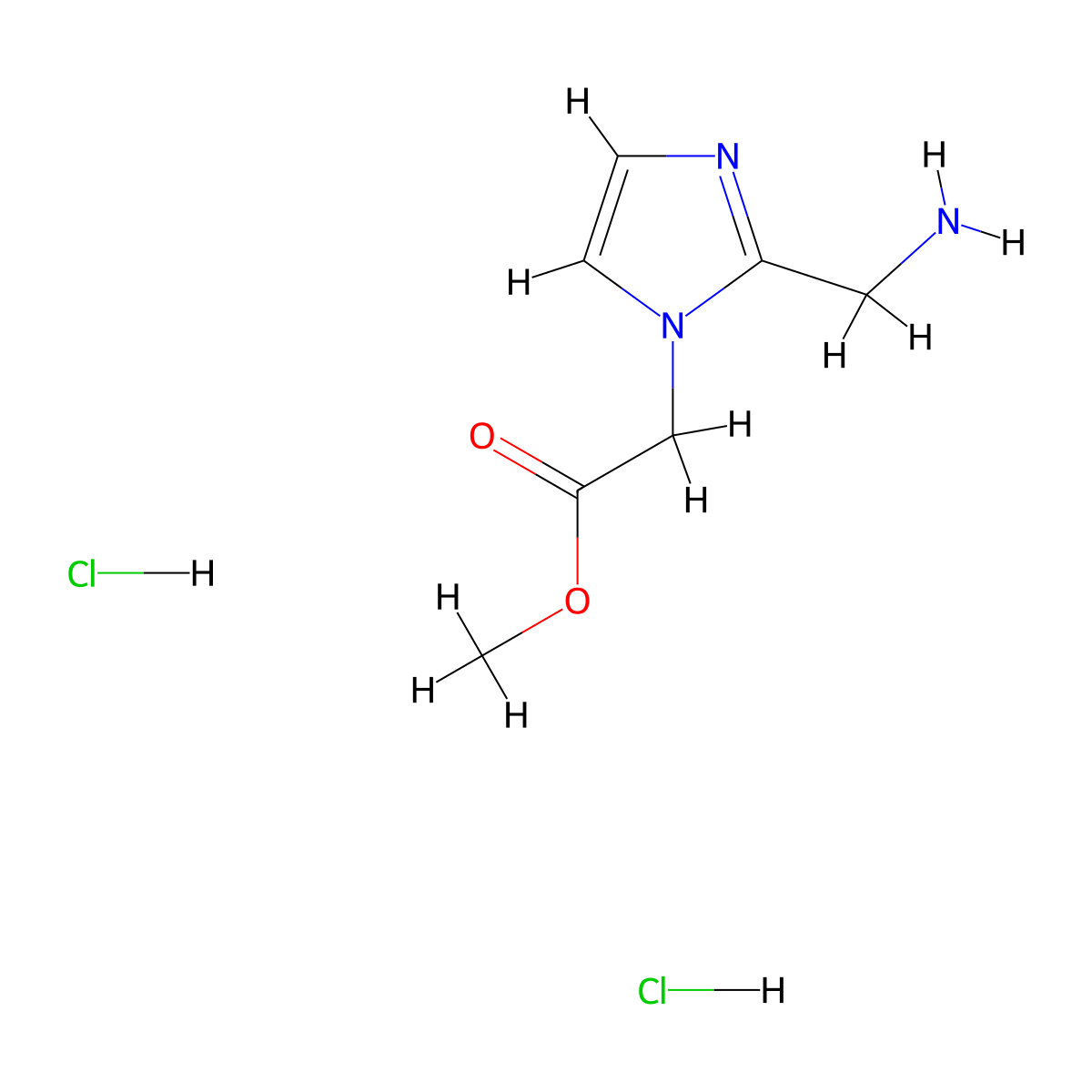 methyl 2-[2-(aminomethyl)-1H-imidazol-1-yl]acetate dihydrochloride molecular structure, CAS 1423032-72-7
