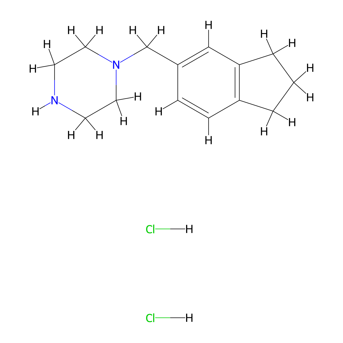 1-(2,3-dihydro-1H-inden-5-ylmethyl)piperazine dihydrochloride molecular structure, CAS 1423032-79-4