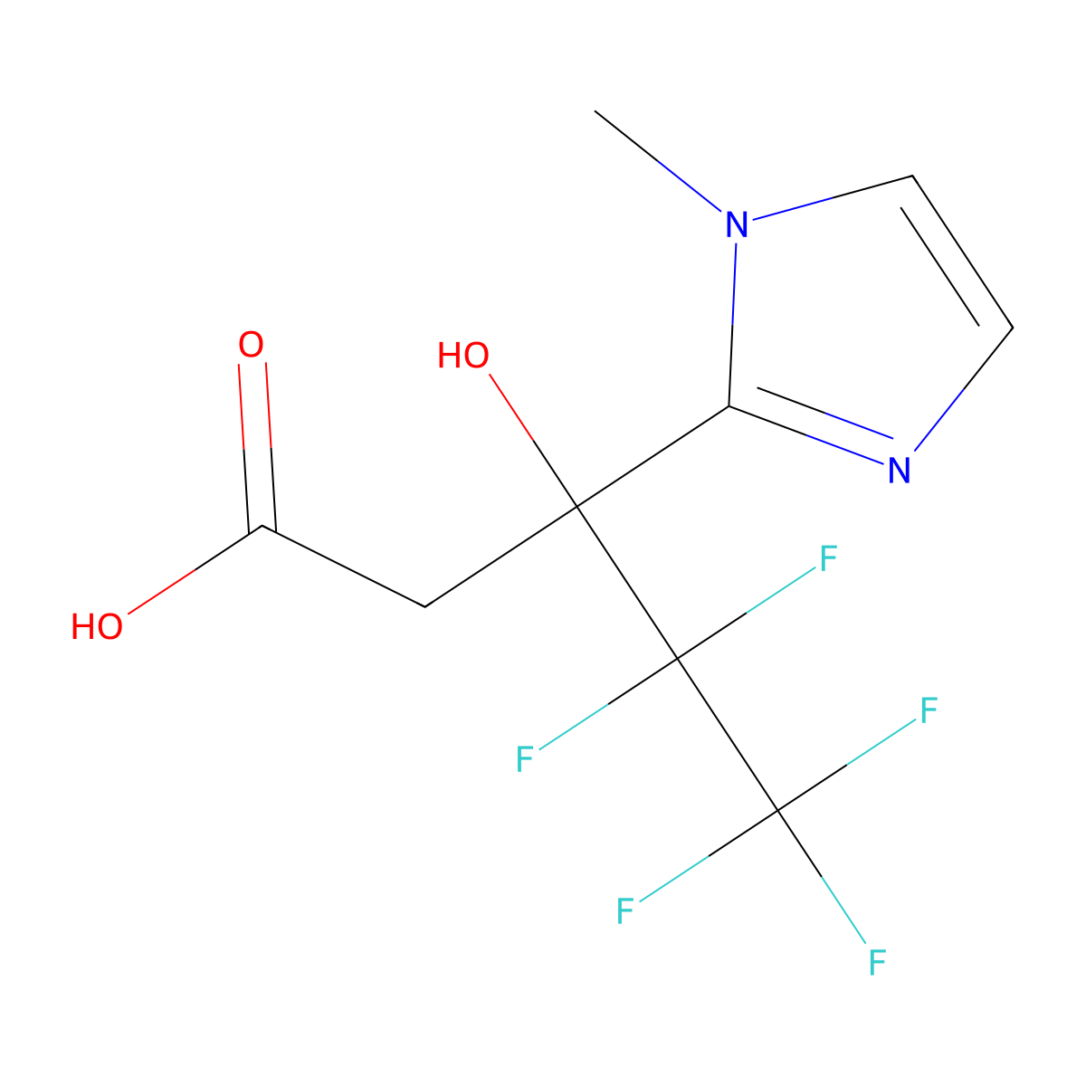 4,4,5,5,5-pentafluoro-3-hydroxy-3-(1-methyl-1H-imidazol-2-yl)pentanoic acid molecular structure, CAS 1423032-88-5