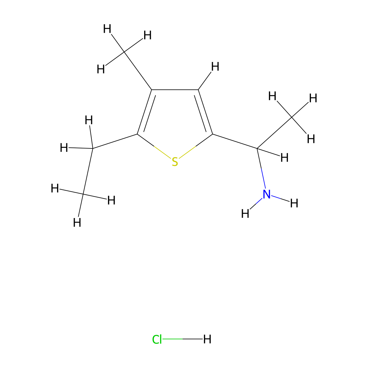 1-(5-Ethyl-4-methylthiophen-2-yl)ethan-1-amine hydrochloride molecular structure, CAS 1423032-97-6