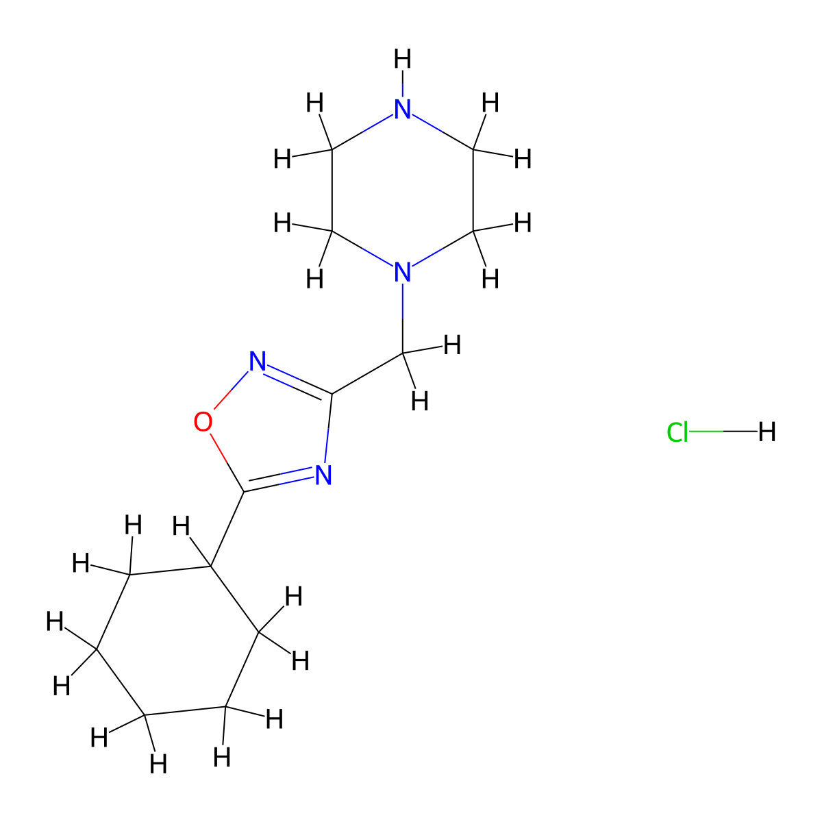 1-[(5-Cyclohexyl-1,2,4-oxadiazol-3-yl)methyl]piperazine hydrochloride molecular structure, CAS 1423033-11-7