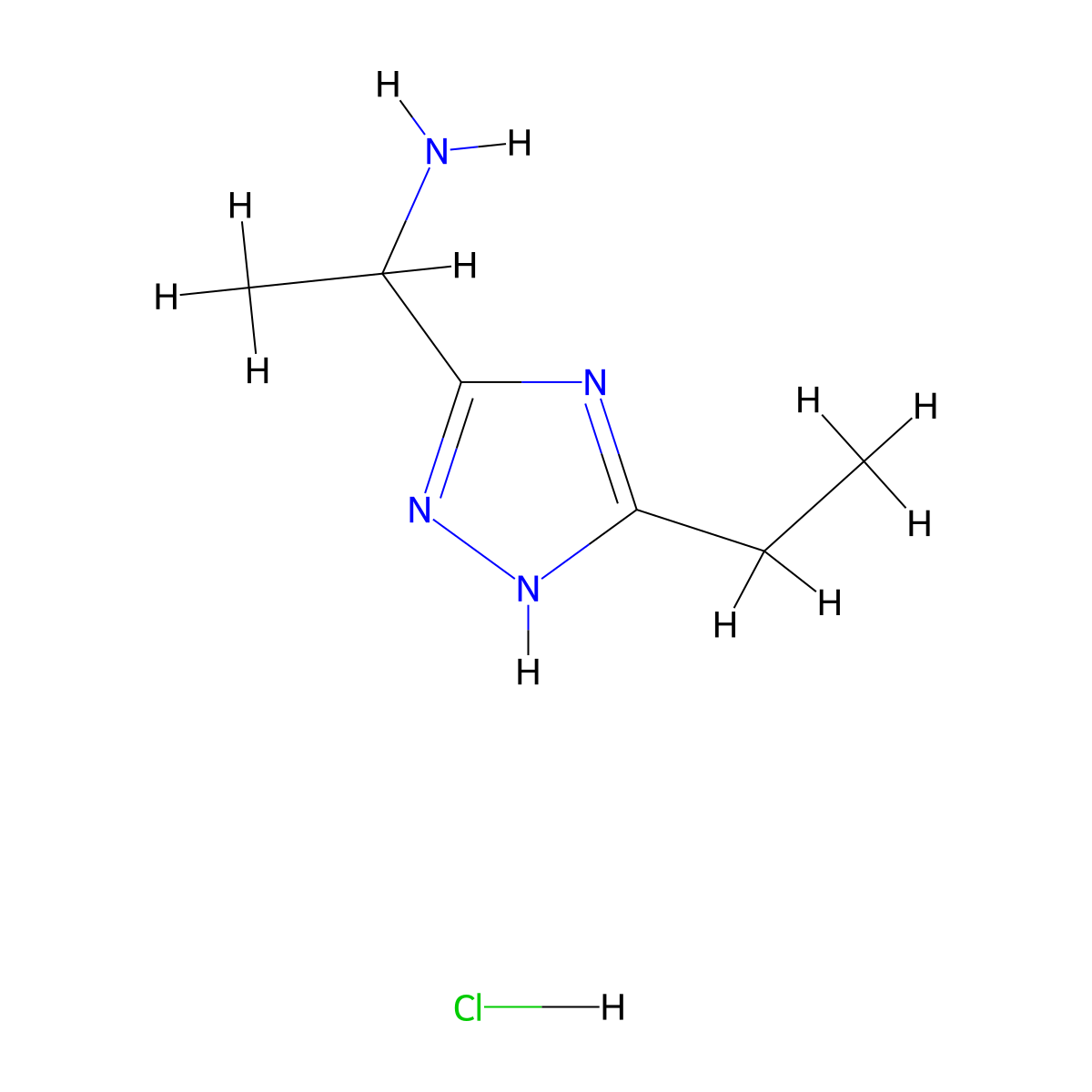 1-(5-ethyl-1H-1,2,4-triazol-3-yl)ethan-1-amine hydrochloride molecular structure, CAS 1423033-12-8