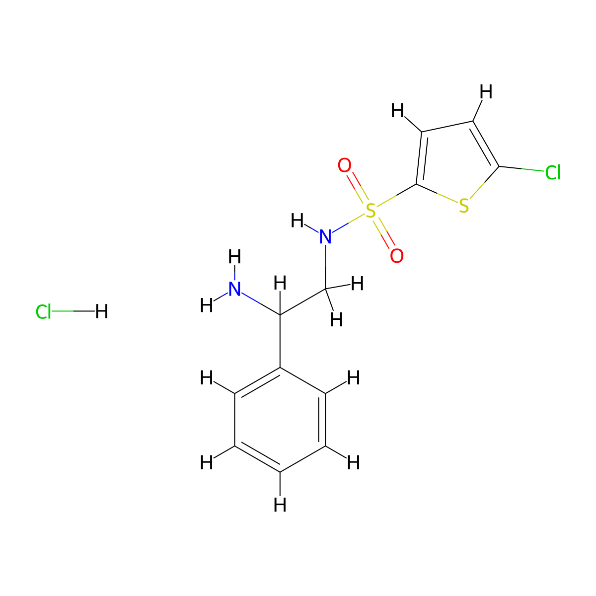 N-(2-amino-2-phenylethyl)-5-chlorothiophene-2-sulfonamide hydrochloride molecular structure, CAS 1423033-13-9