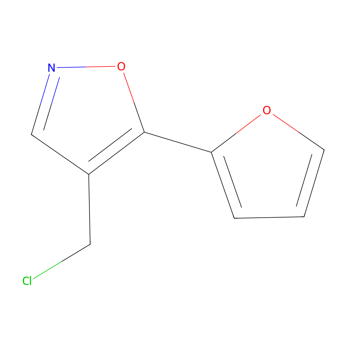 4-(Chloromethyl)-5-(furan-2-yl)-1,2-oxazole molecular structure, CAS 1423033-19-5