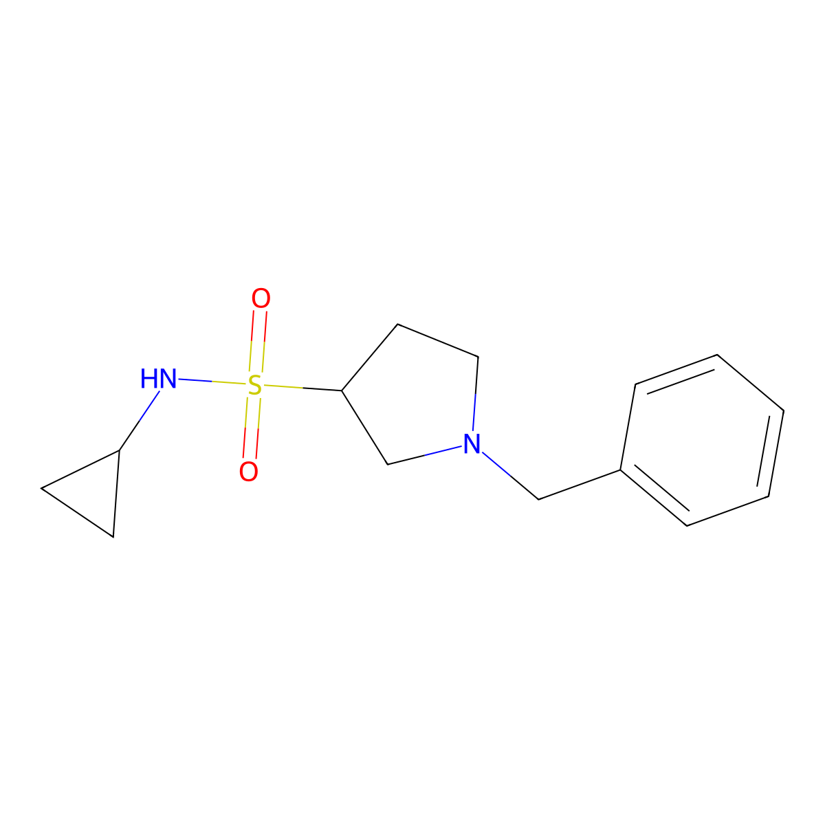 1-benzyl-N-cyclopropylpyrrolidine-3-sulfonamide molecular structure, CAS 1423033-20-8