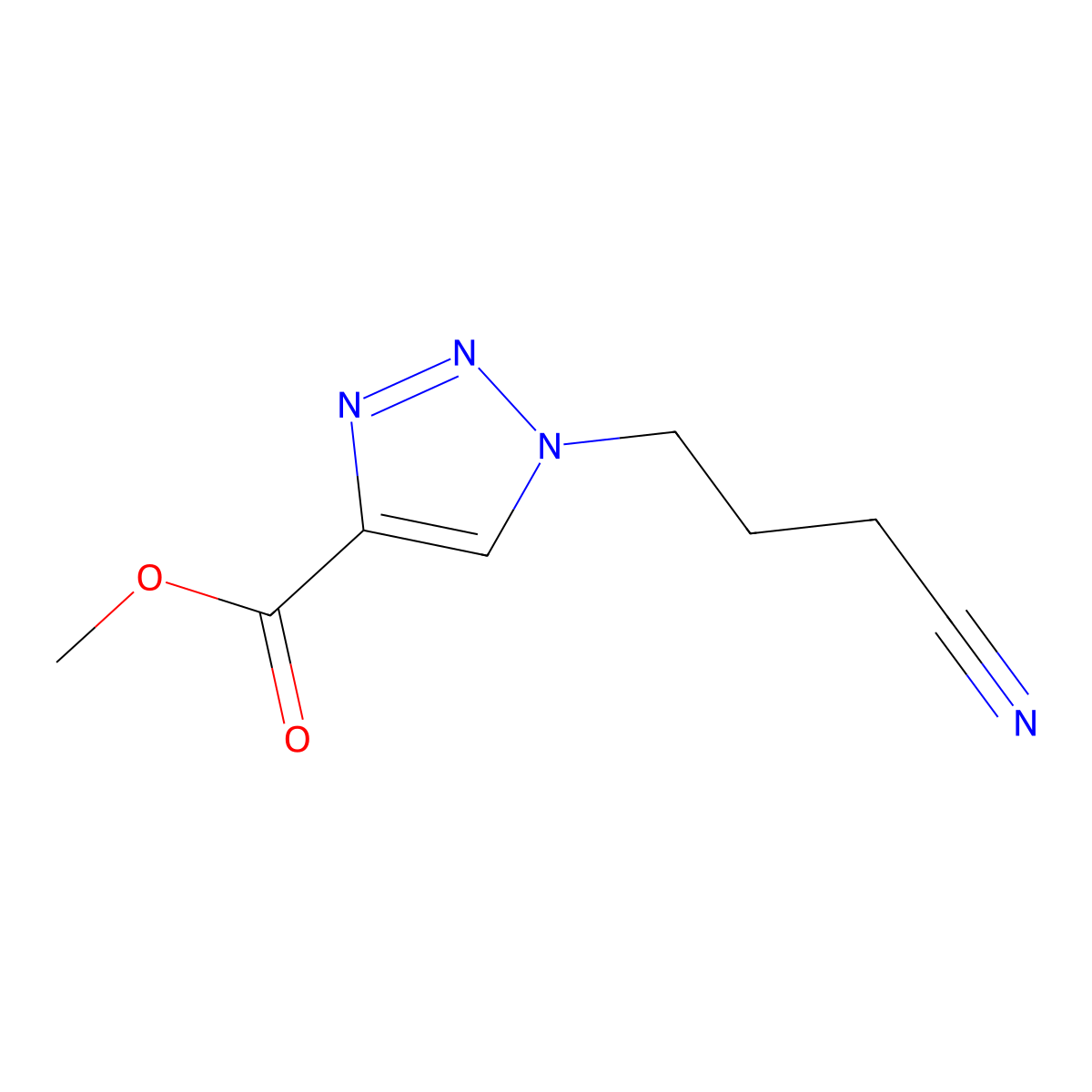 methyl 1-(3-cyanopropyl)-1H-1,2,3-triazole-4-carboxylate molecular structure, CAS 1423033-21-9