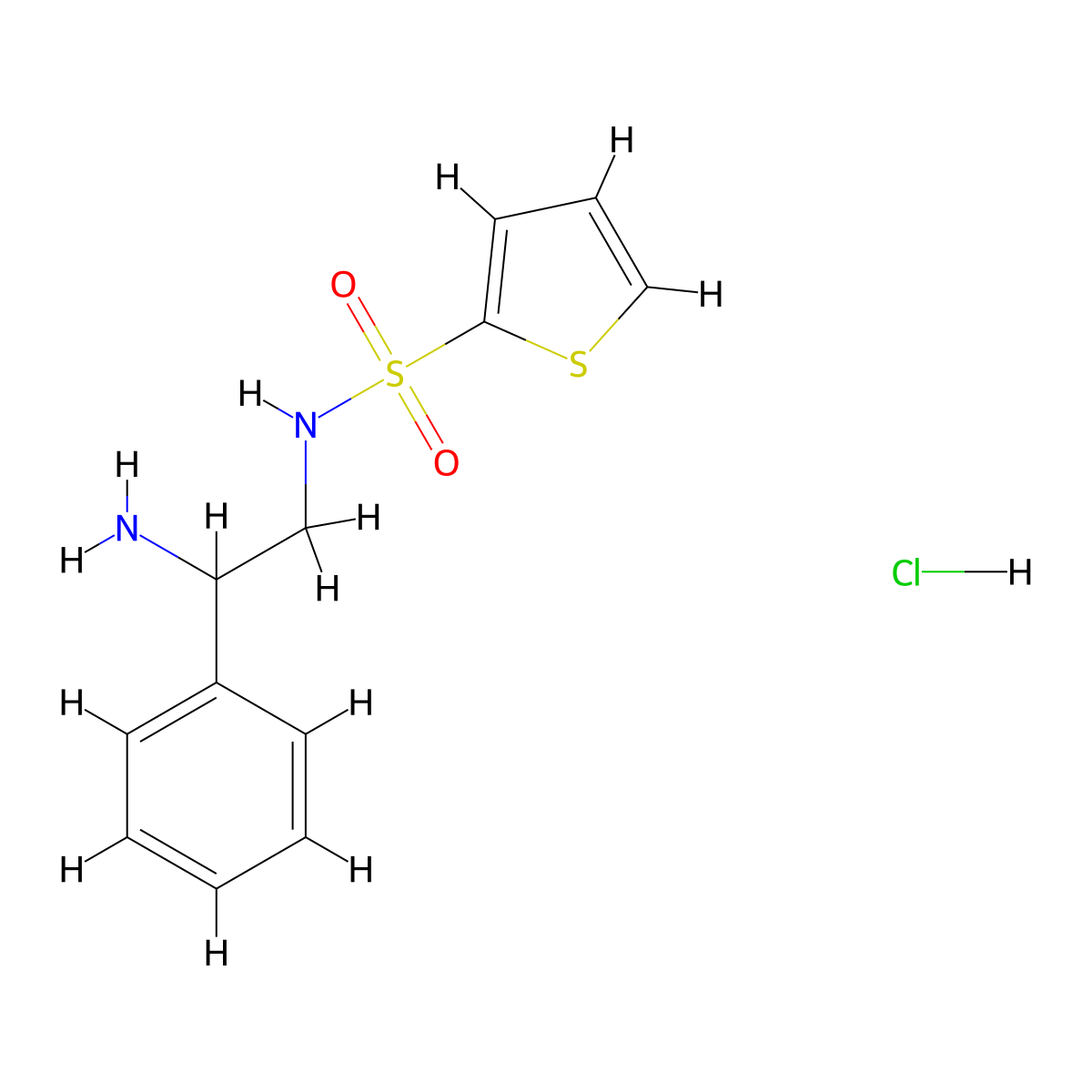 N-(2-amino-2-phenylethyl)thiophene-2-sulfonamide hydrochloride molecular structure, CAS 1423033-23-1