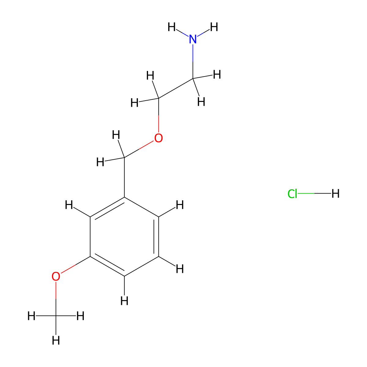 2-[(3-Methoxyphenyl)methoxy]ethan-1-amine hydrochloride molecular structure, CAS 1423033-25-3