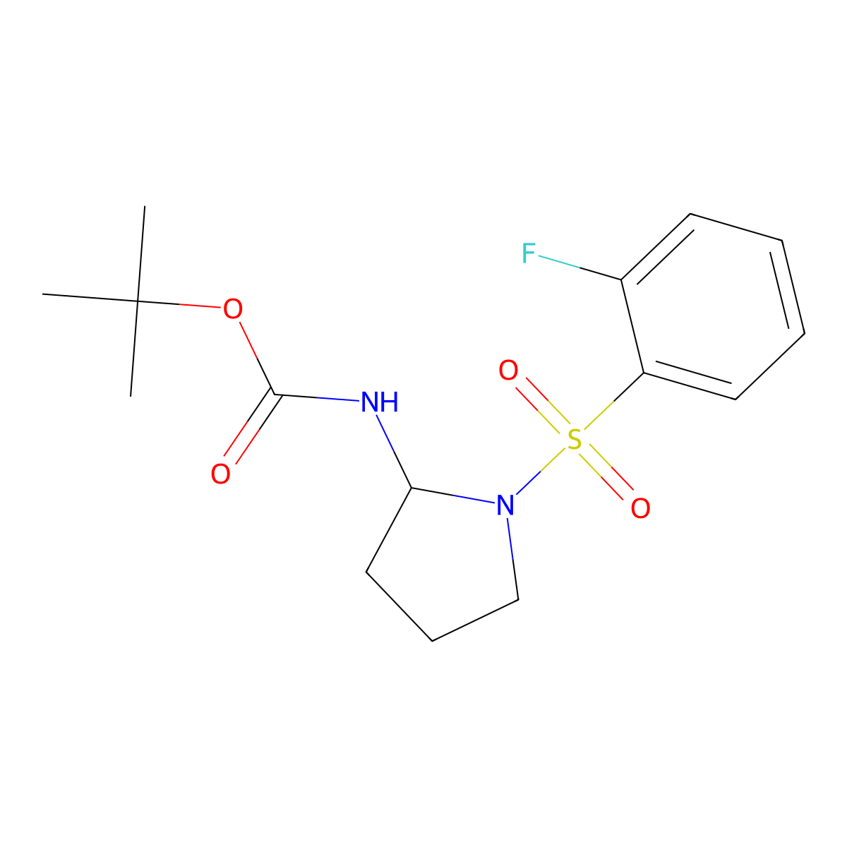 tert-butyl N-[1-(2-fluorobenzenesulfonyl)pyrrolidin-2-yl]carbamate molecular structure, CAS 1423033-29-7