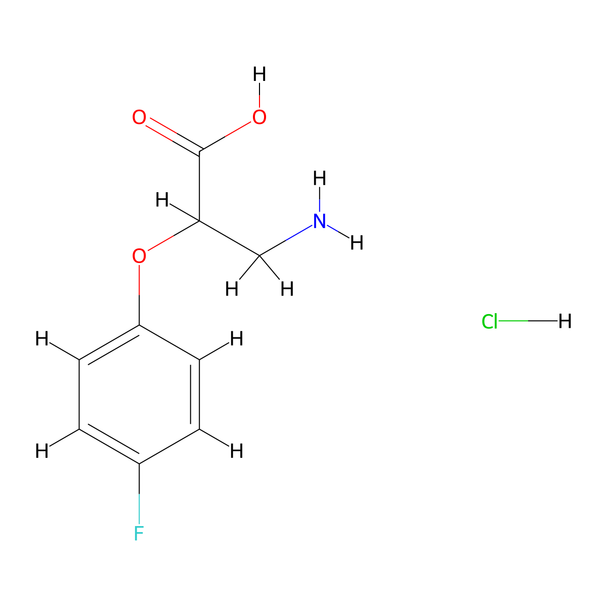 3-Amino-2-(4-fluorophenoxy)propanoic acid hydrochloride molecular structure, CAS 1423033-31-1