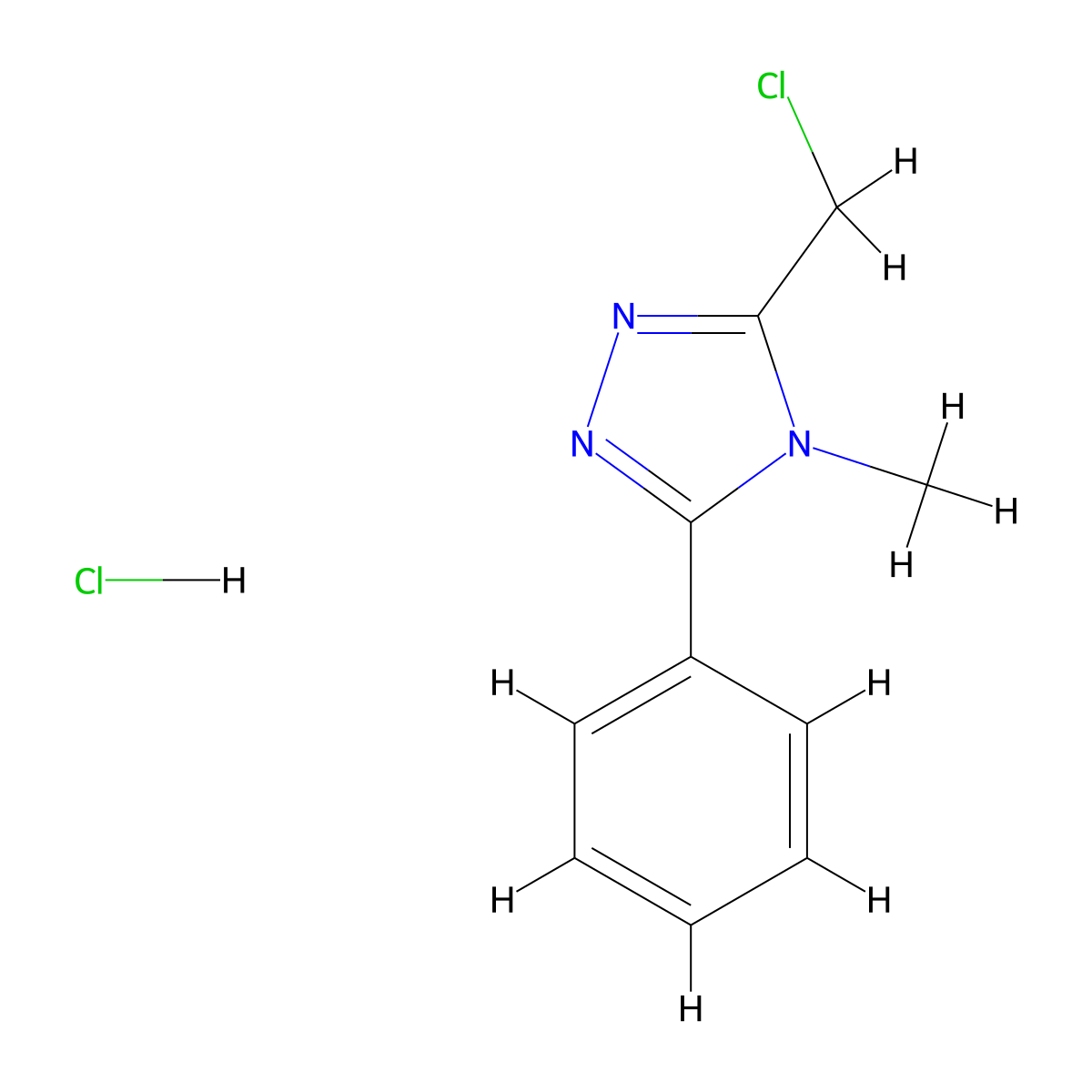 3-(chloromethyl)-4-methyl-5-phenyl-4H-1,2,4-triazole hydrochloride molecular structure, CAS 1423033-36-6