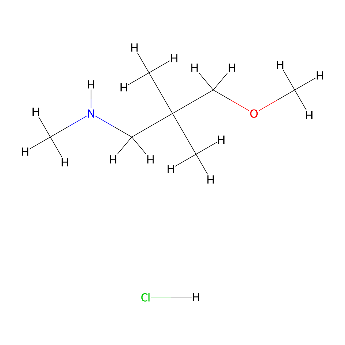(3-Methoxy-2,2-dimethylpropyl)(methyl)amine hydrochloride molecular structure, CAS 1423033-38-8