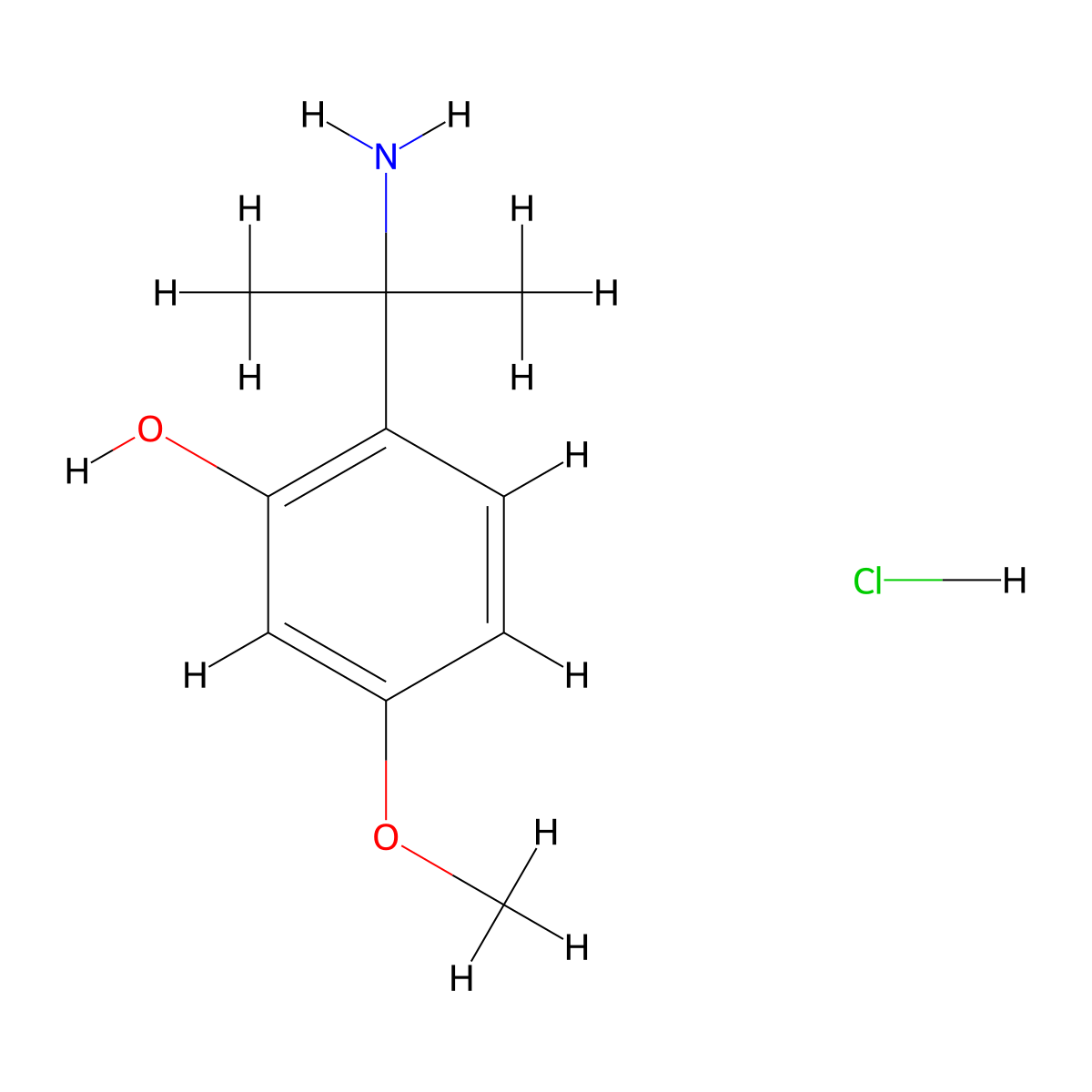 2-(2-Aminopropan-2-yl)-5-methoxyphenol hydrochloride molecular structure, CAS 1423033-46-8