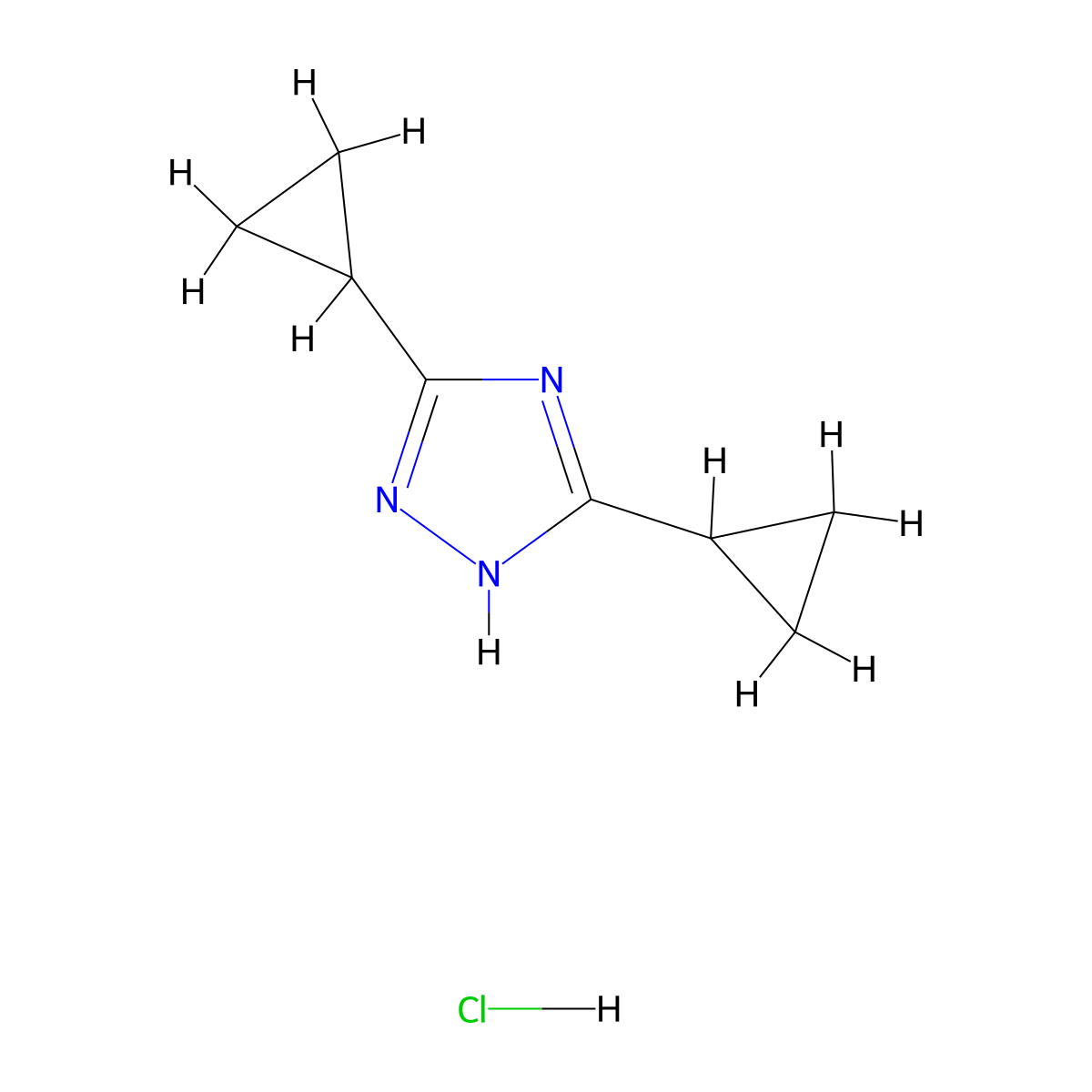 3,5-dicyclopropyl-1H-1,2,4-triazole hydrochloride molecular structure, CAS 1423033-56-0