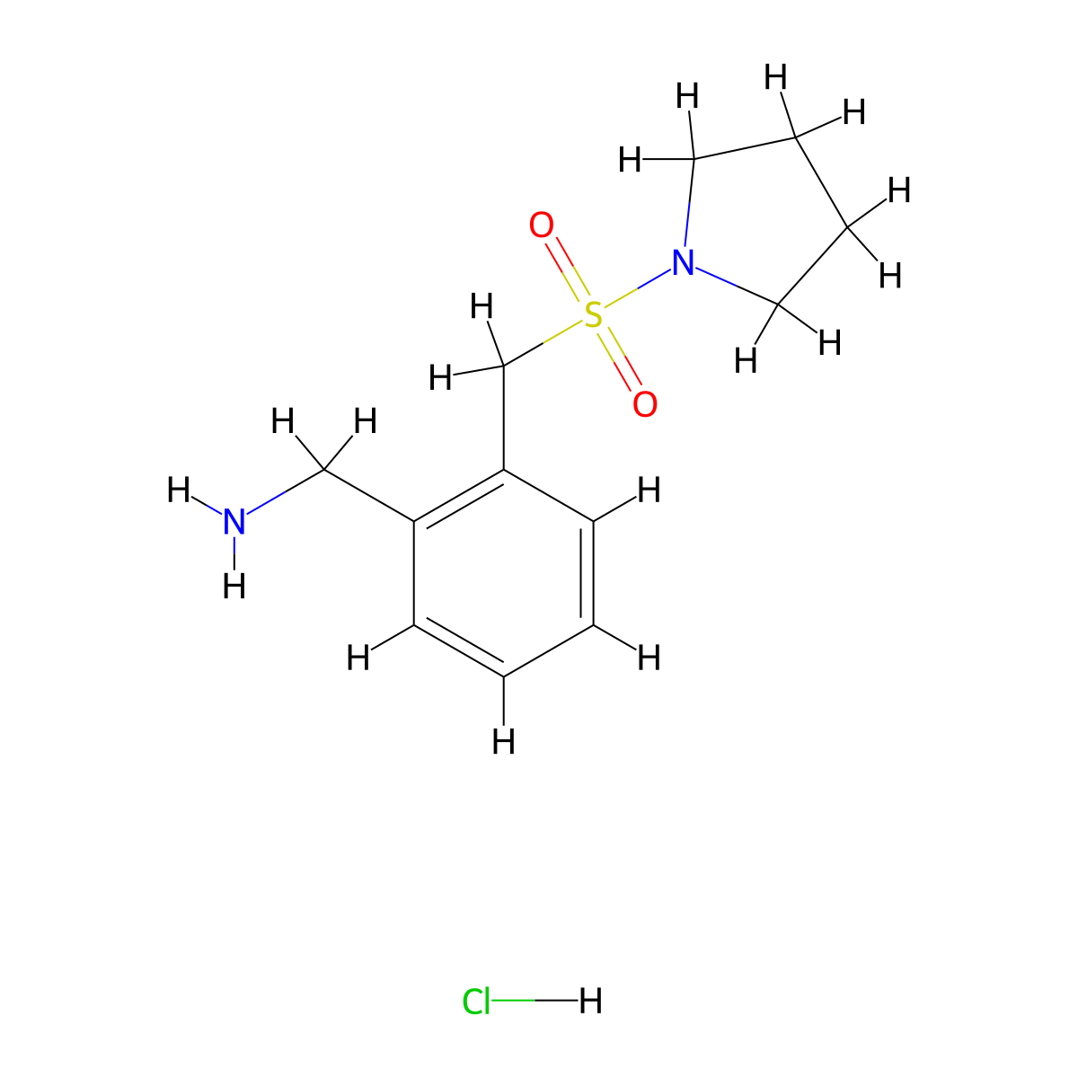 (2-((Pyrrolidine-1-sulfonyl)methyl)phenyl)methanamine hydrochloride molecular structure, CAS 1423033-57-1