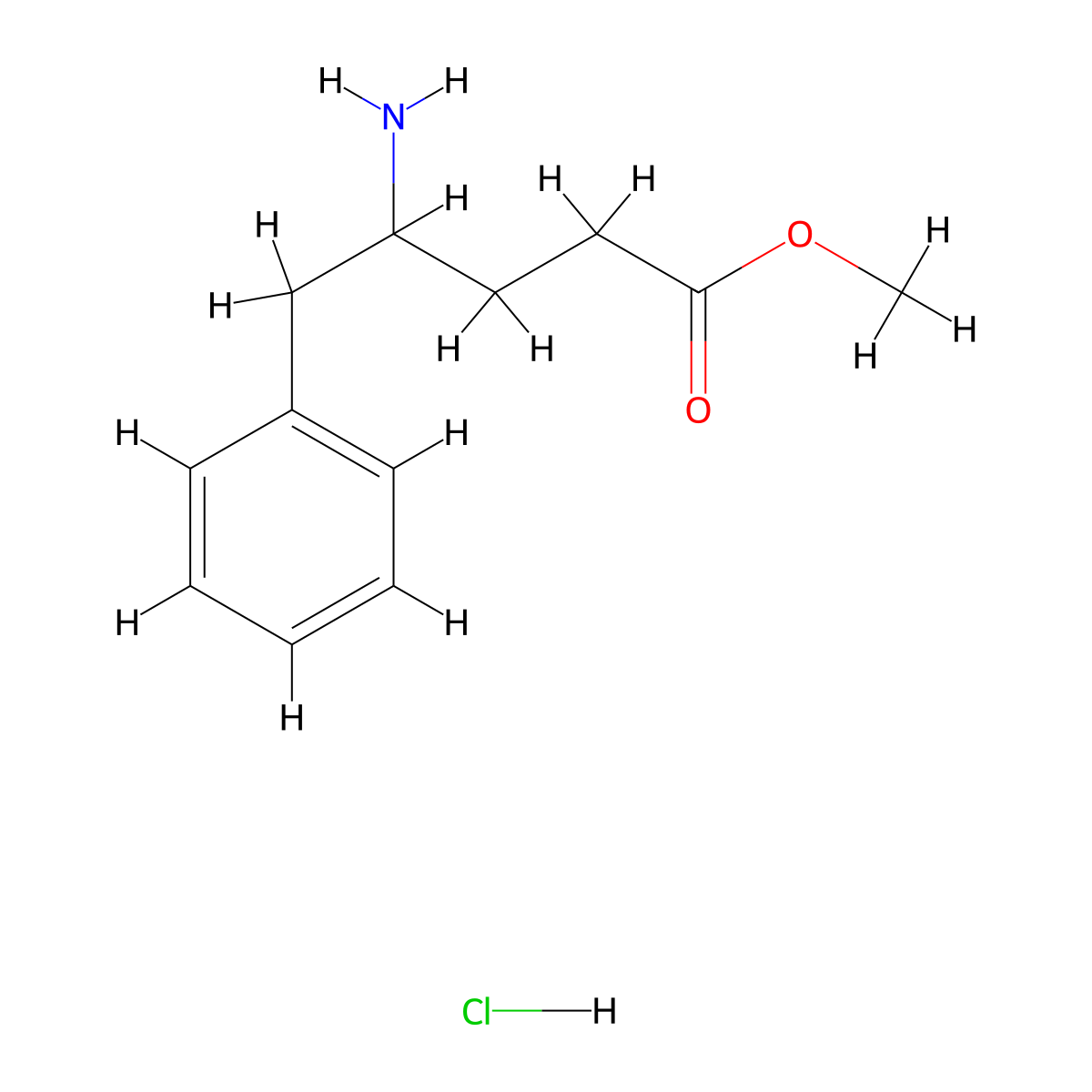 Methyl 4-amino-5-phenylpentanoate hydrochloride molecular structure, CAS 1423033-58-2
