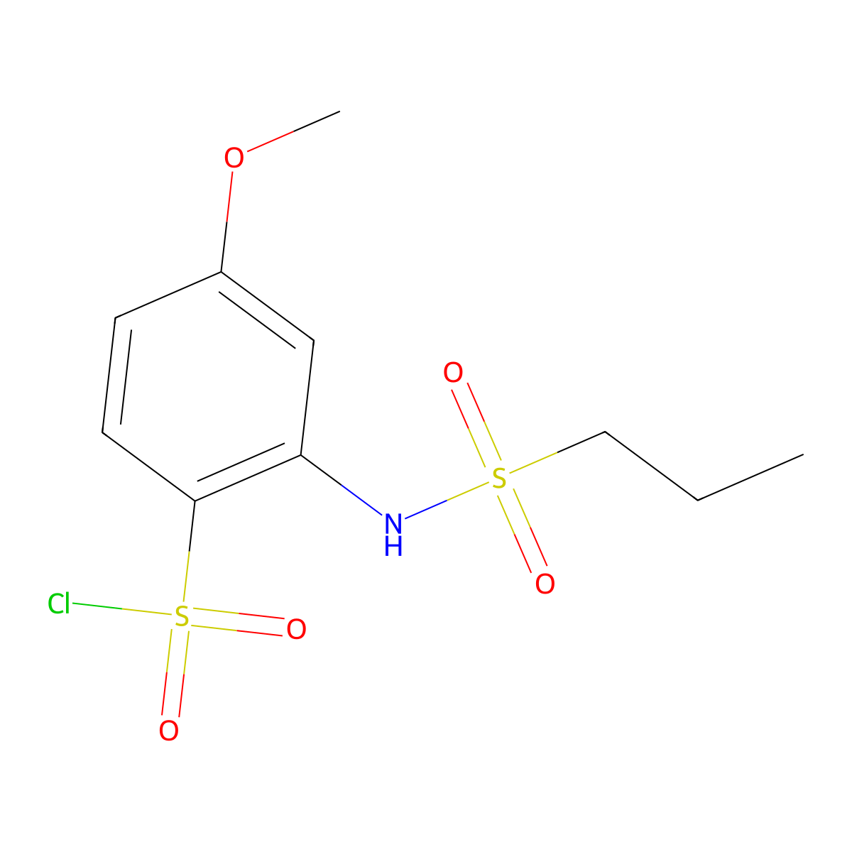 4-Methoxy-2-(propane-1-sulfonamido)benzene-1-sulfonyl chloride molecular structure, CAS 1423033-60-6
