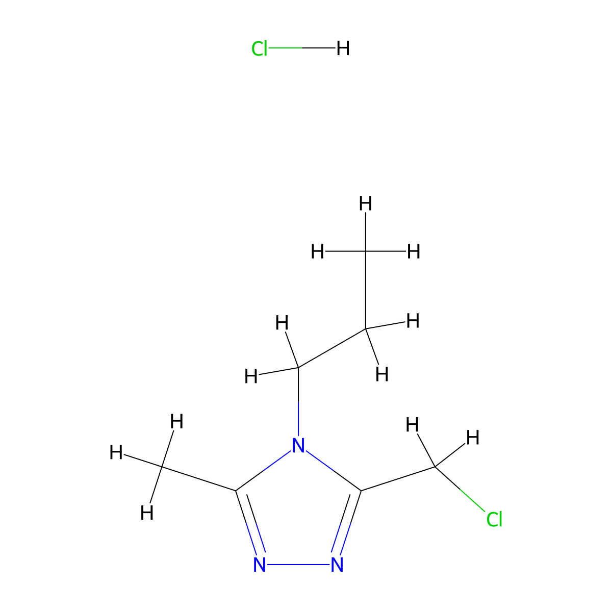 3-(chloromethyl)-5-methyl-4-propyl-4H-1,2,4-triazole hydrochloride molecular structure, CAS 1423033-65-1