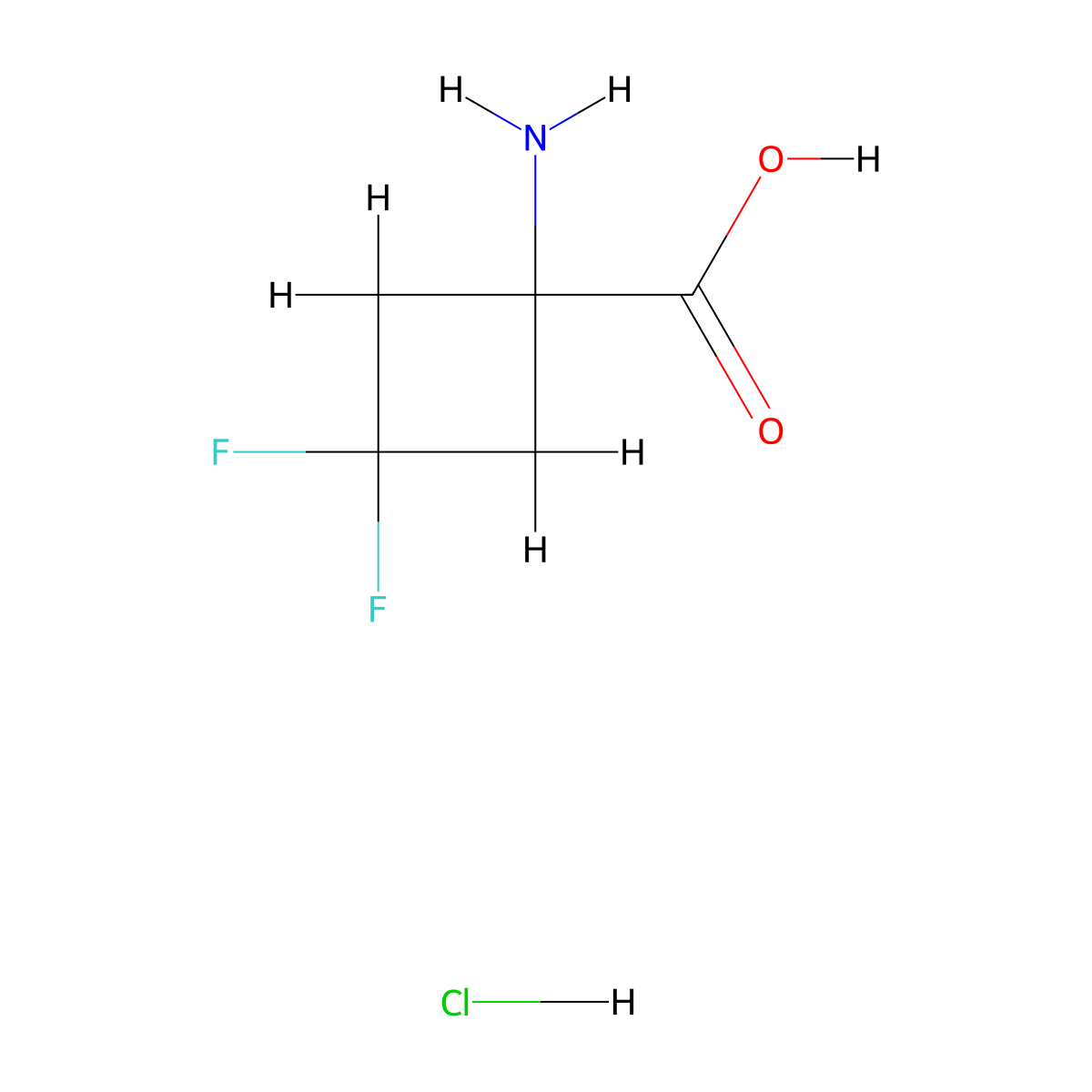 1-Amino-3,3-difluorocyclobutane-1-carboxylic acid hydrochloride molecular structure, CAS 1423033-66-2