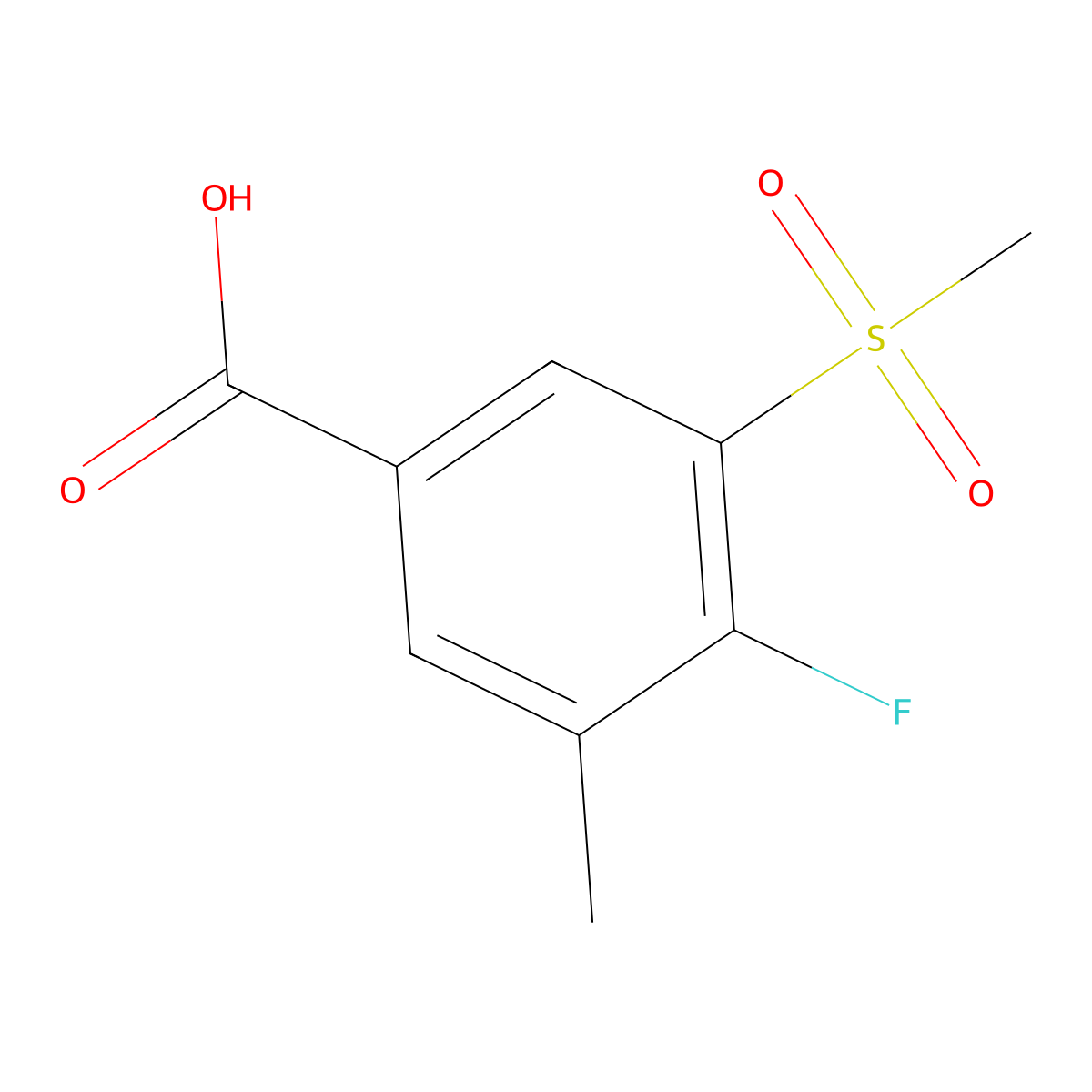4-Fluoro-3-methanesulfonyl-5-methylbenzoic acid molecular structure, CAS 1423033-70-8