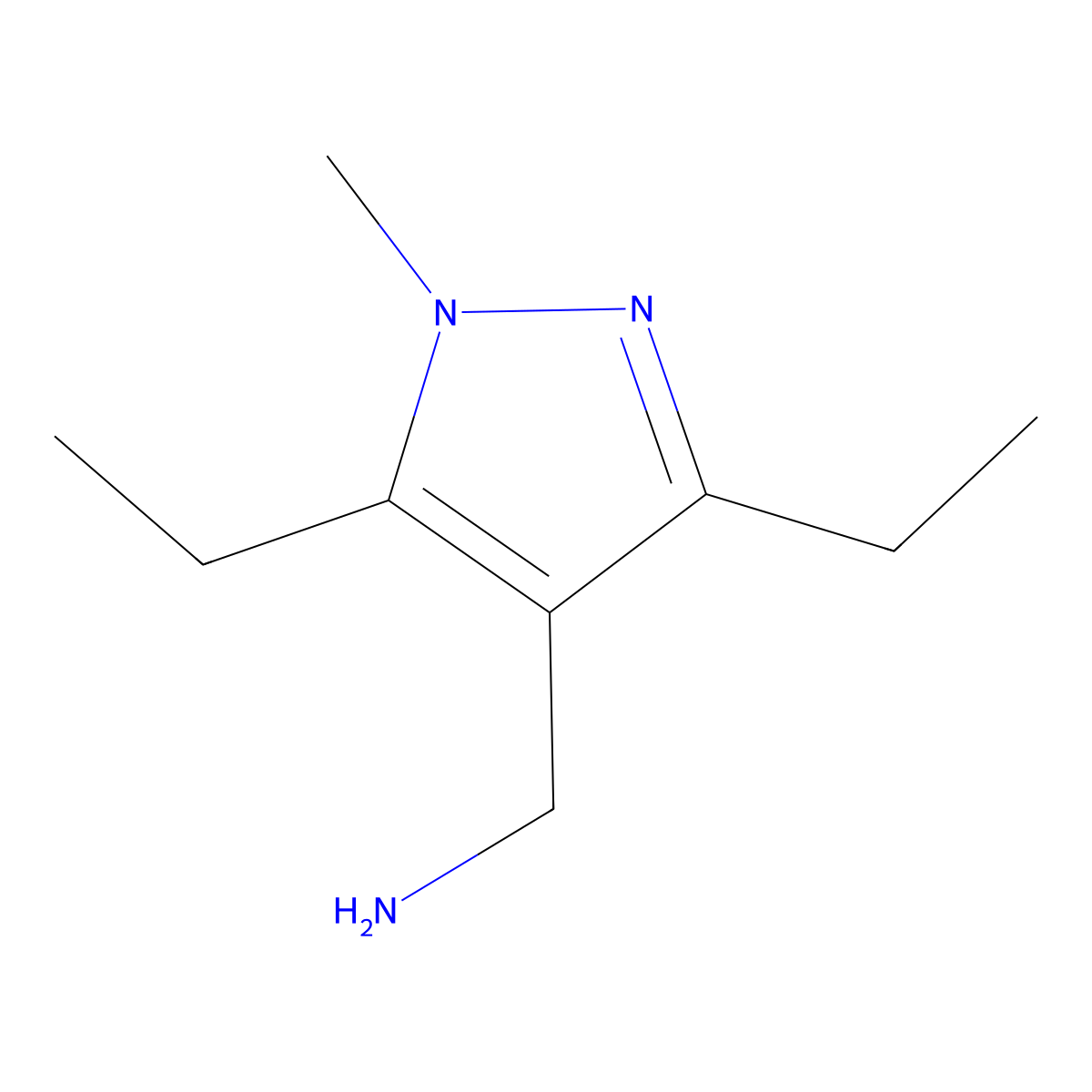 (3,5-diethyl-1-methyl-1H-pyrazol-4-yl)methanamine molecular structure, CAS 1423033-71-9