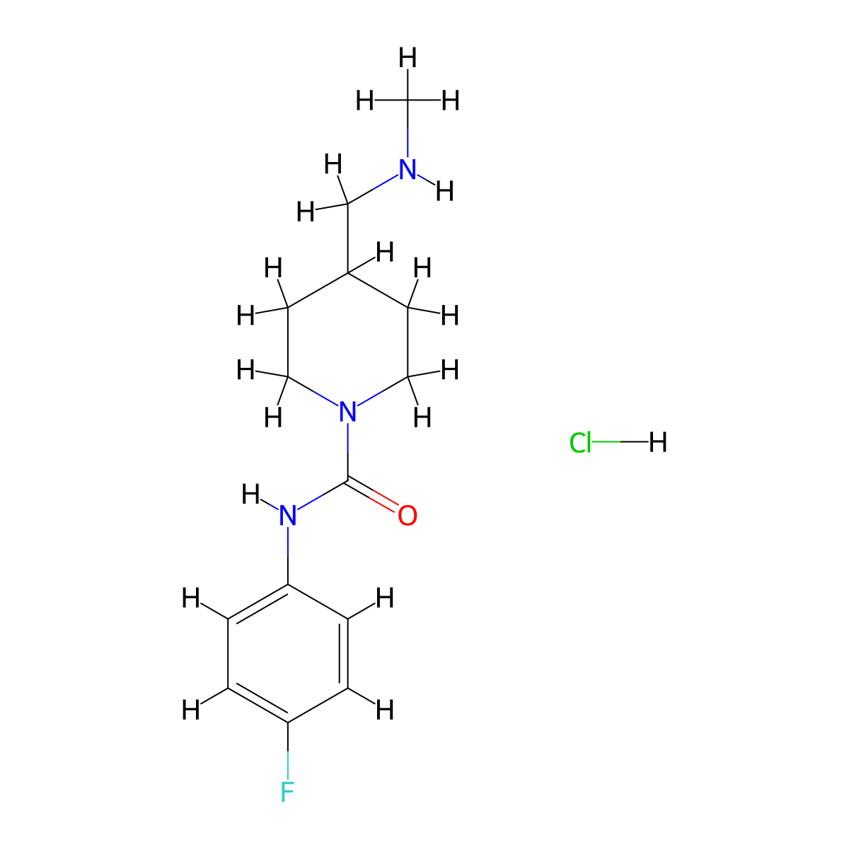 N-(4-fluorophenyl)-4-[(methylamino)methyl]piperidine-1-carboxamide hydrochloride molecular structure, CAS 1423033-82-2