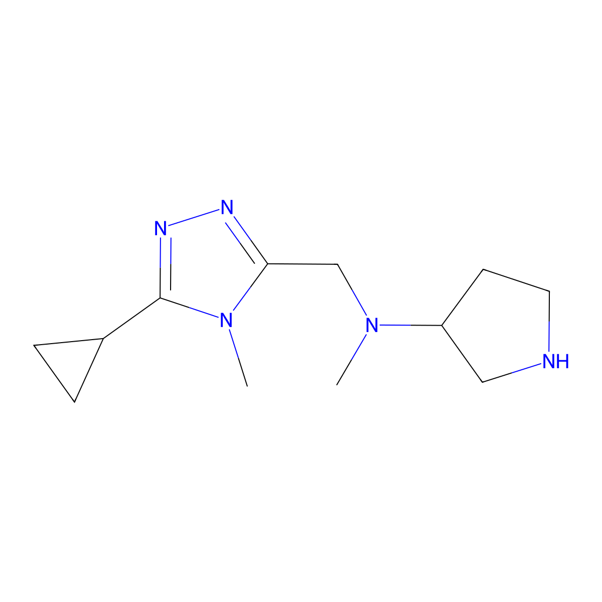 N-[(5-cyclopropyl-4-methyl-4H-1,2,4-triazol-3-yl)methyl]-N-methylpyrrolidin-3-amine molecular structure, CAS 1423033-84-4