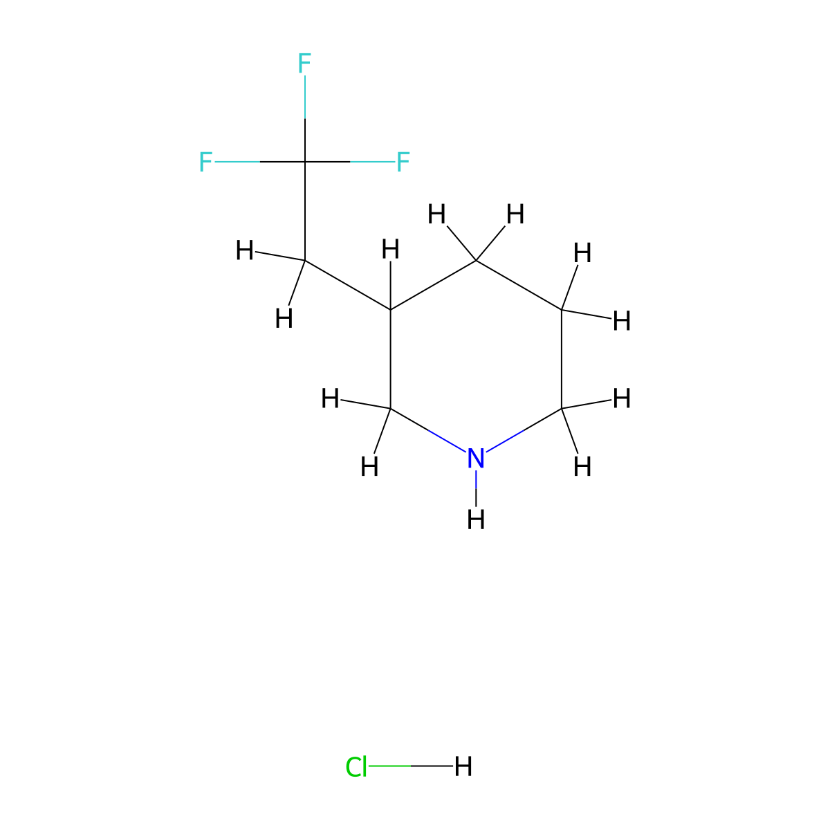 3-(2,2,2-Trifluoroethyl)piperidine hydrochloride molecular structure, CAS 1423033-88-8