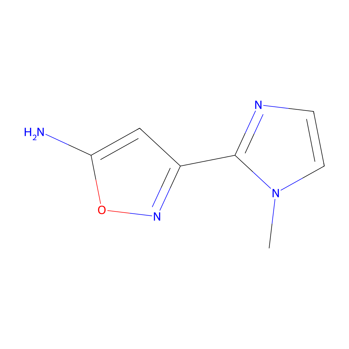 3-(1-methyl-1H-imidazol-2-yl)-1,2-oxazol-5-amine molecular structure, CAS 1423033-90-2