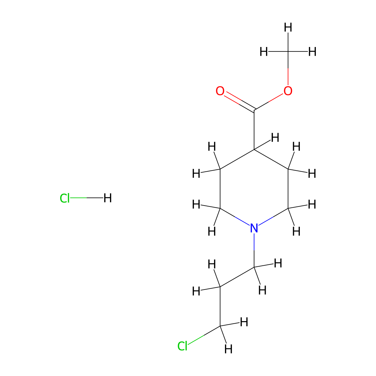 Methyl 1-(3-chloropropyl)piperidine-4-carboxylate hydrochloride molecular structure, CAS 1423033-92-4