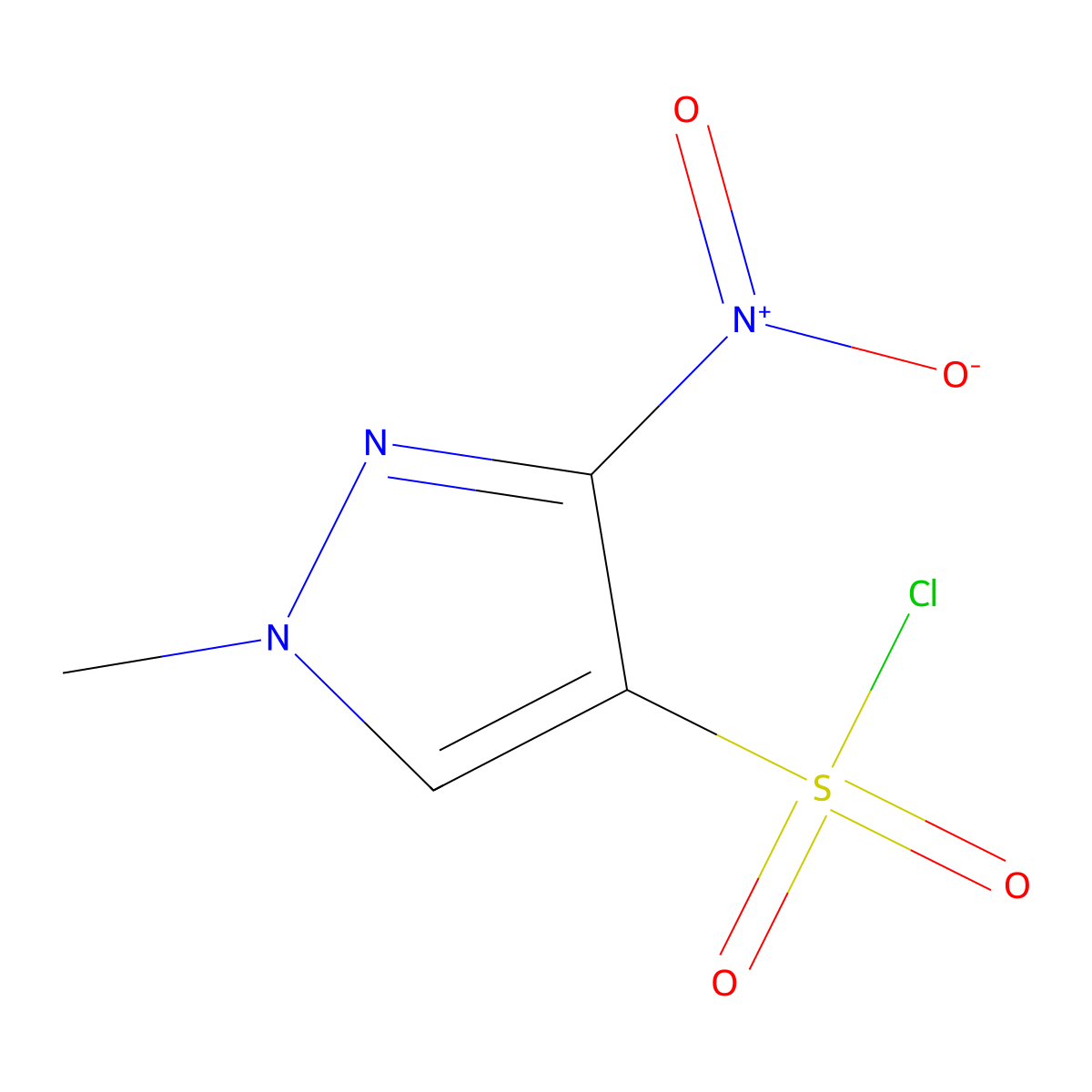 1-methyl-3-nitro-1H-pyrazole-4-sulfonyl chloride molecular structure, CAS 1423033-93-5