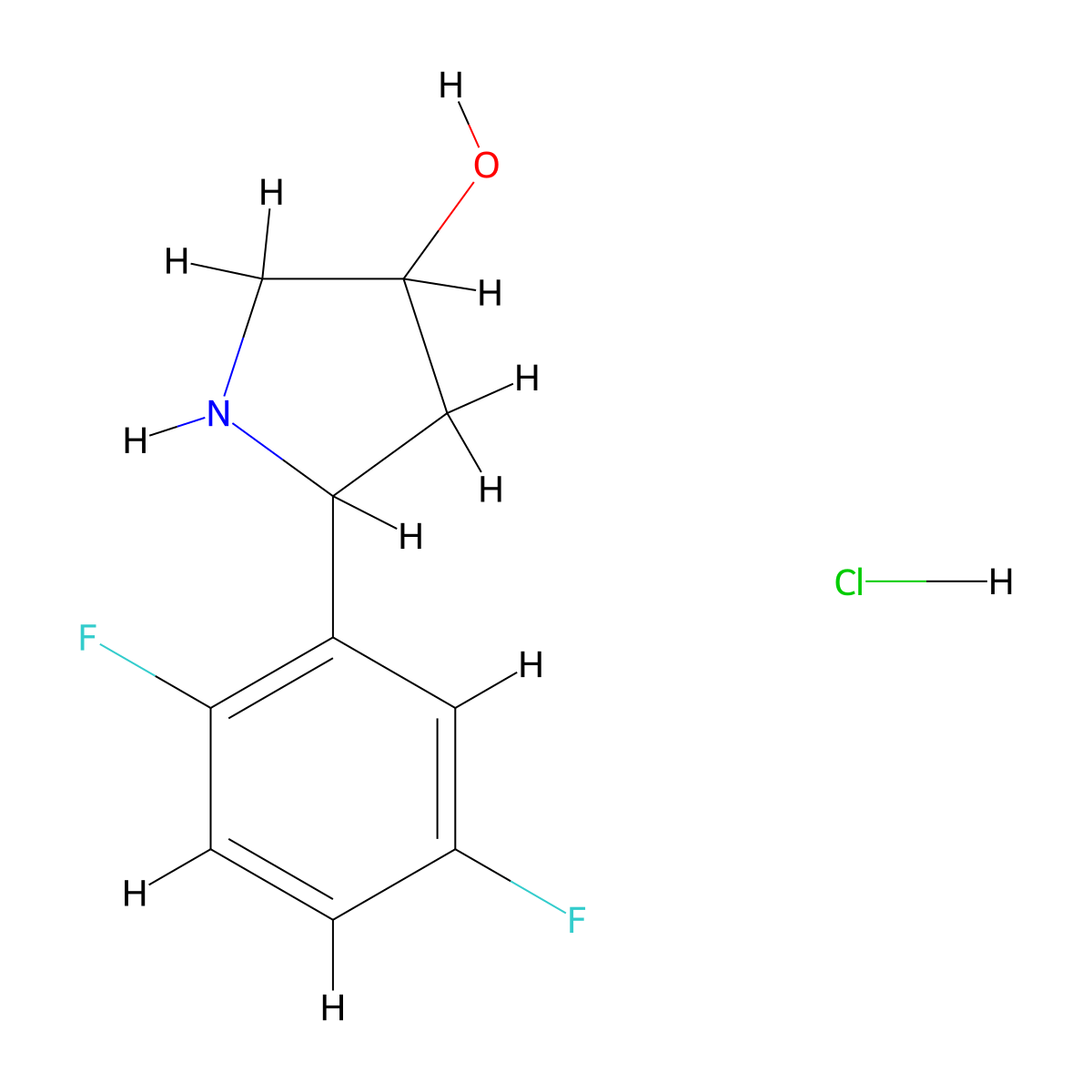 5-(2,5-Difluorophenyl)pyrrolidin-3-ol hydrochloride molecular structure, CAS 1423033-97-9