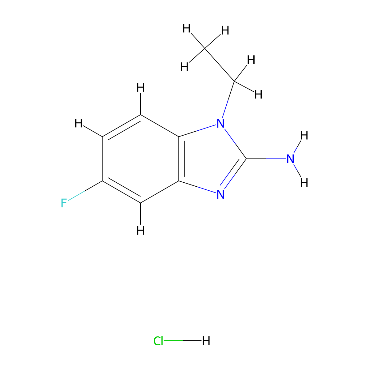 1-ethyl-5-fluoro-1H-1,3-benzodiazol-2-amine hydrochloride molecular structure, CAS 1423033-99-1