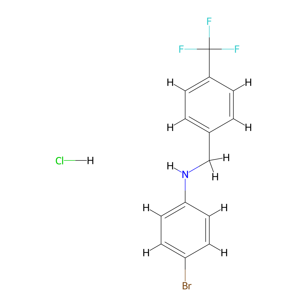 4-bromo-N-{[4-(trifluoromethyl)phenyl]methyl}aniline hydrochloride molecular structure, CAS 1423034-01-8