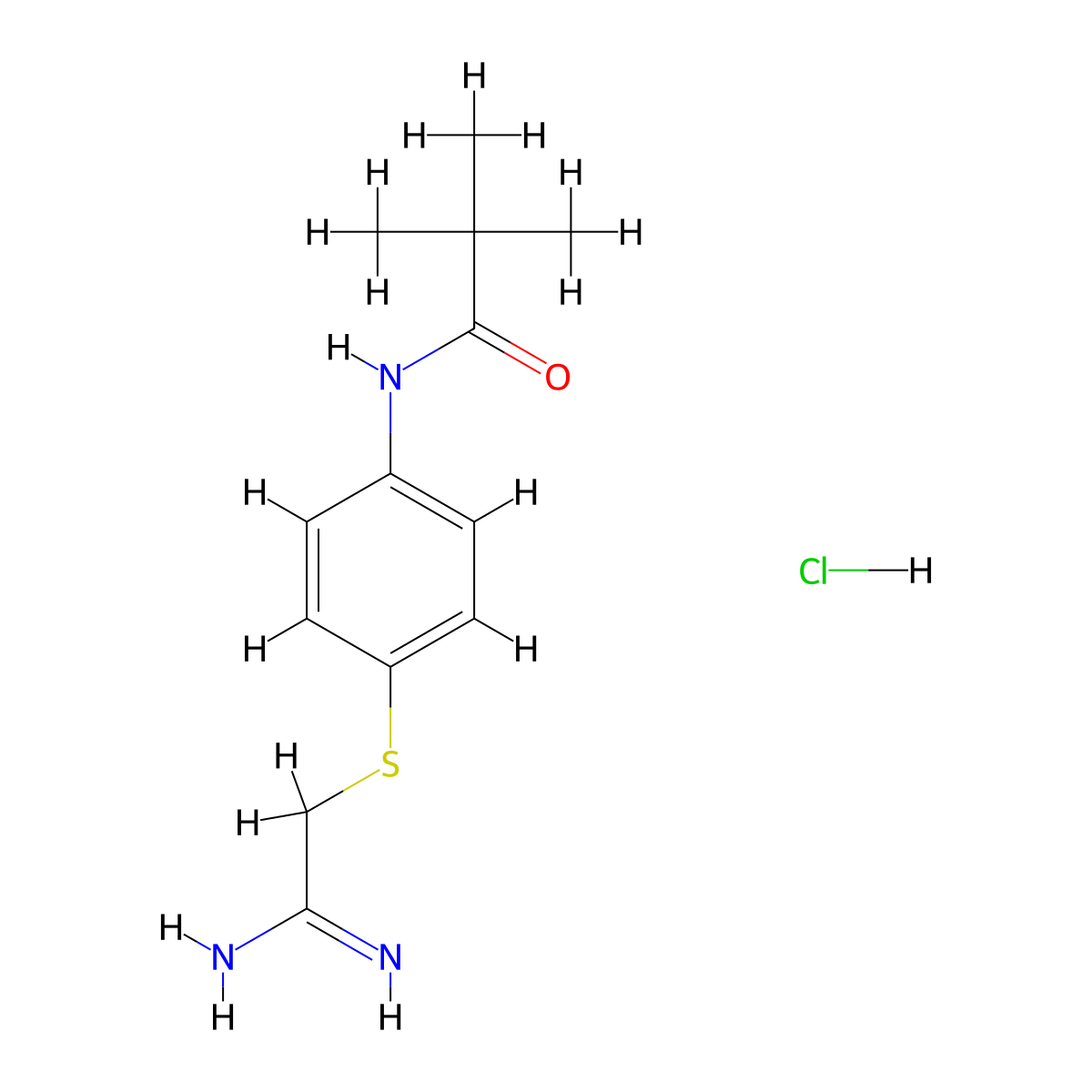 N-{4-[(carbamimidoylmethyl)sulfanyl]phenyl}-2,2-dimethylpropanamide hydrochloride molecular structure, CAS 1423034-02-9