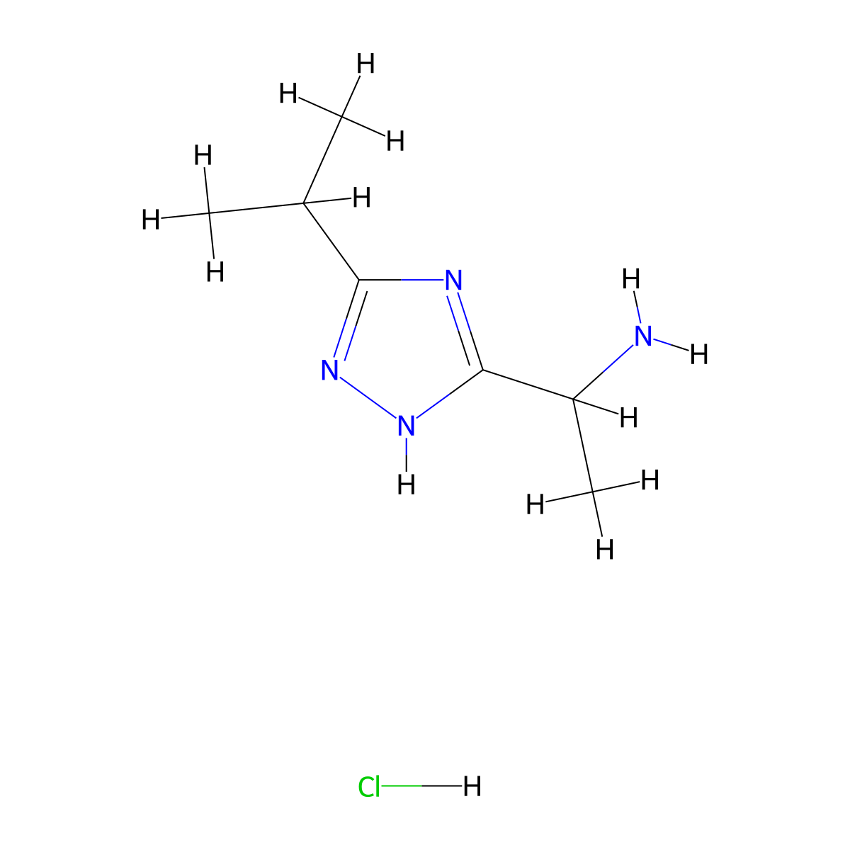 1-[5-(propan-2-yl)-1H-1,2,4-triazol-3-yl]ethan-1-amine hydrochloride molecular structure, CAS 1423034-03-0
