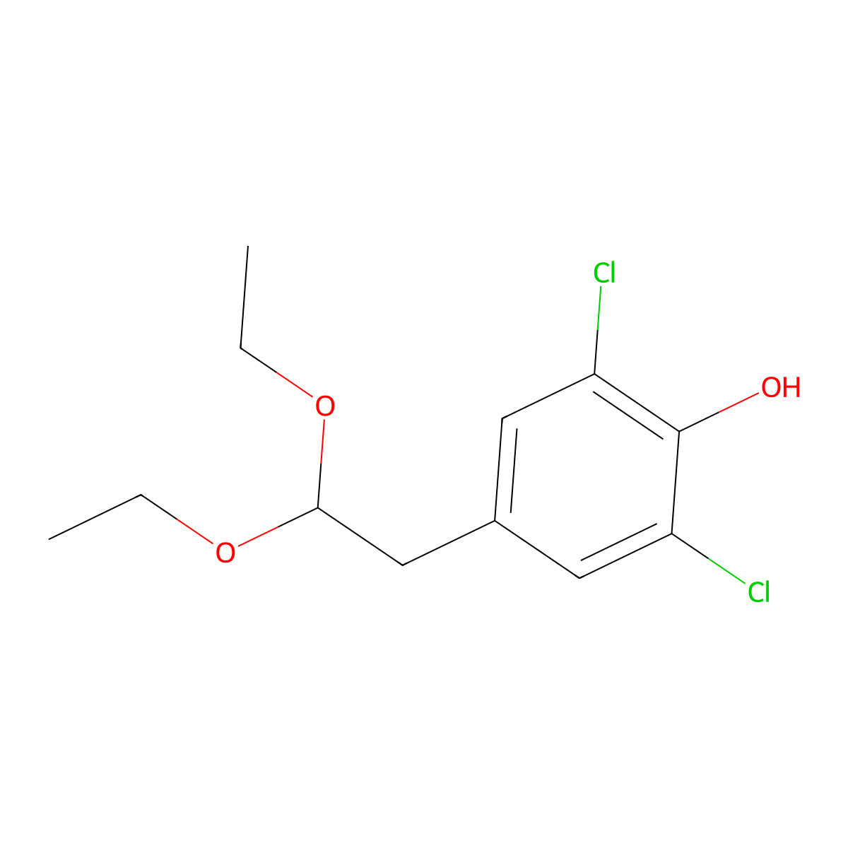 2,6-Dichloro-4-(2,2-diethoxyethyl)phenol molecular structure, CAS 1423034-09-6