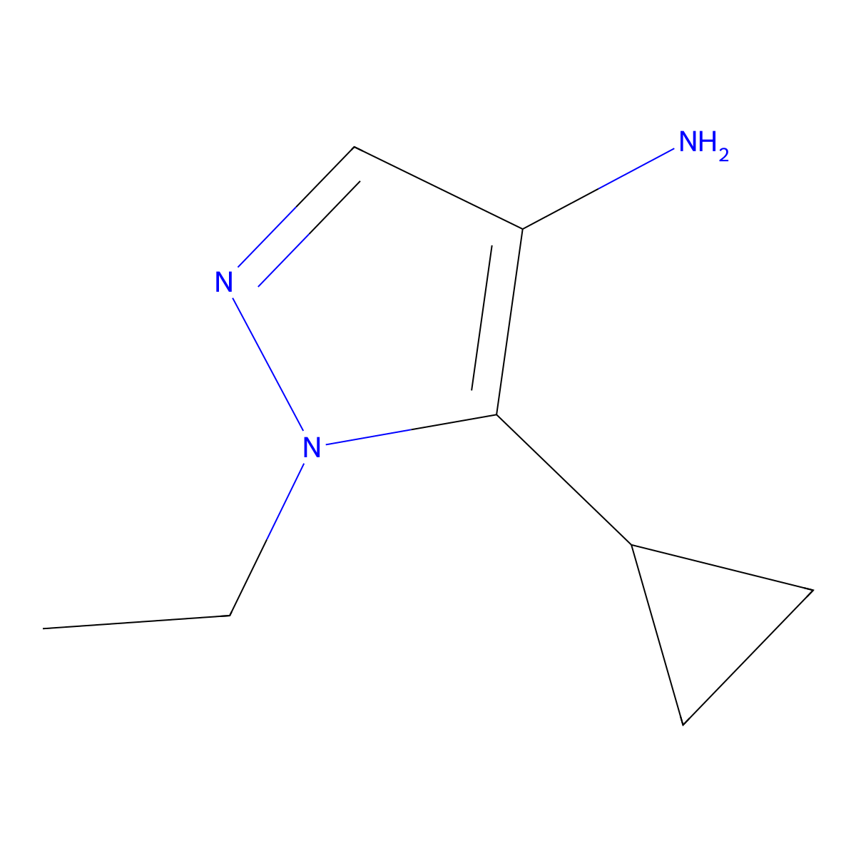 5-cyclopropyl-1-ethyl-1H-pyrazol-4-amine molecular structure, CAS 1423034-18-7