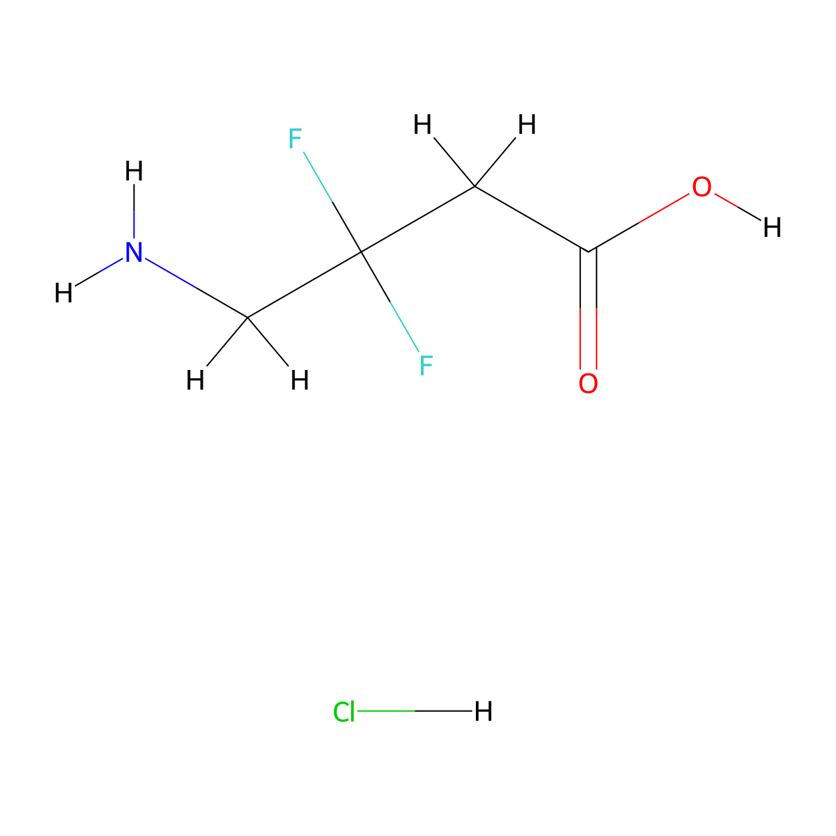 4-Amino-3,3-difluorobutanoic acid hydrochloride molecular structure, CAS 1423034-23-4