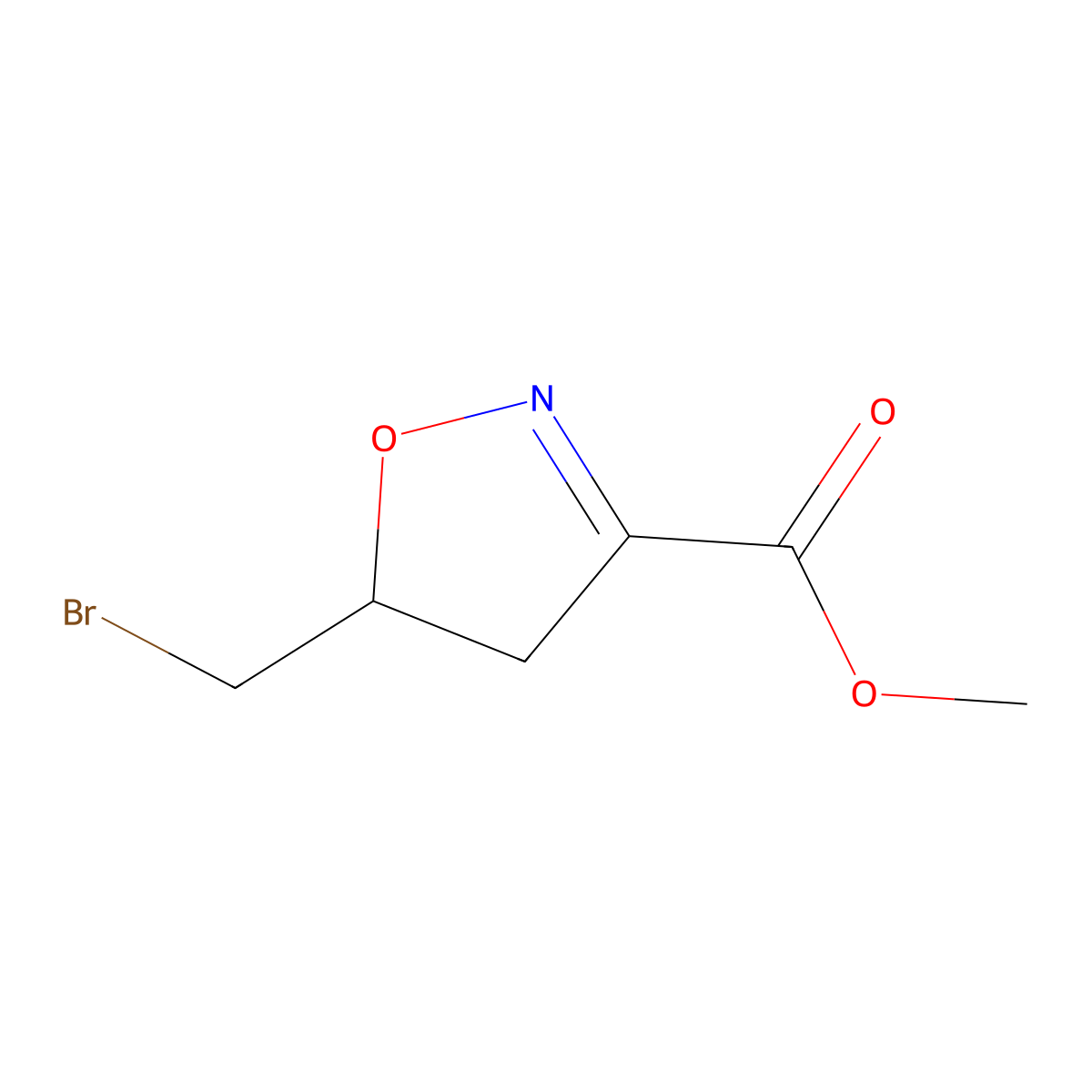 Methyl 5-(bromomethyl)-4,5-dihydro-1,2-oxazole-3-carboxylate molecular structure, CAS 1423034-24-5