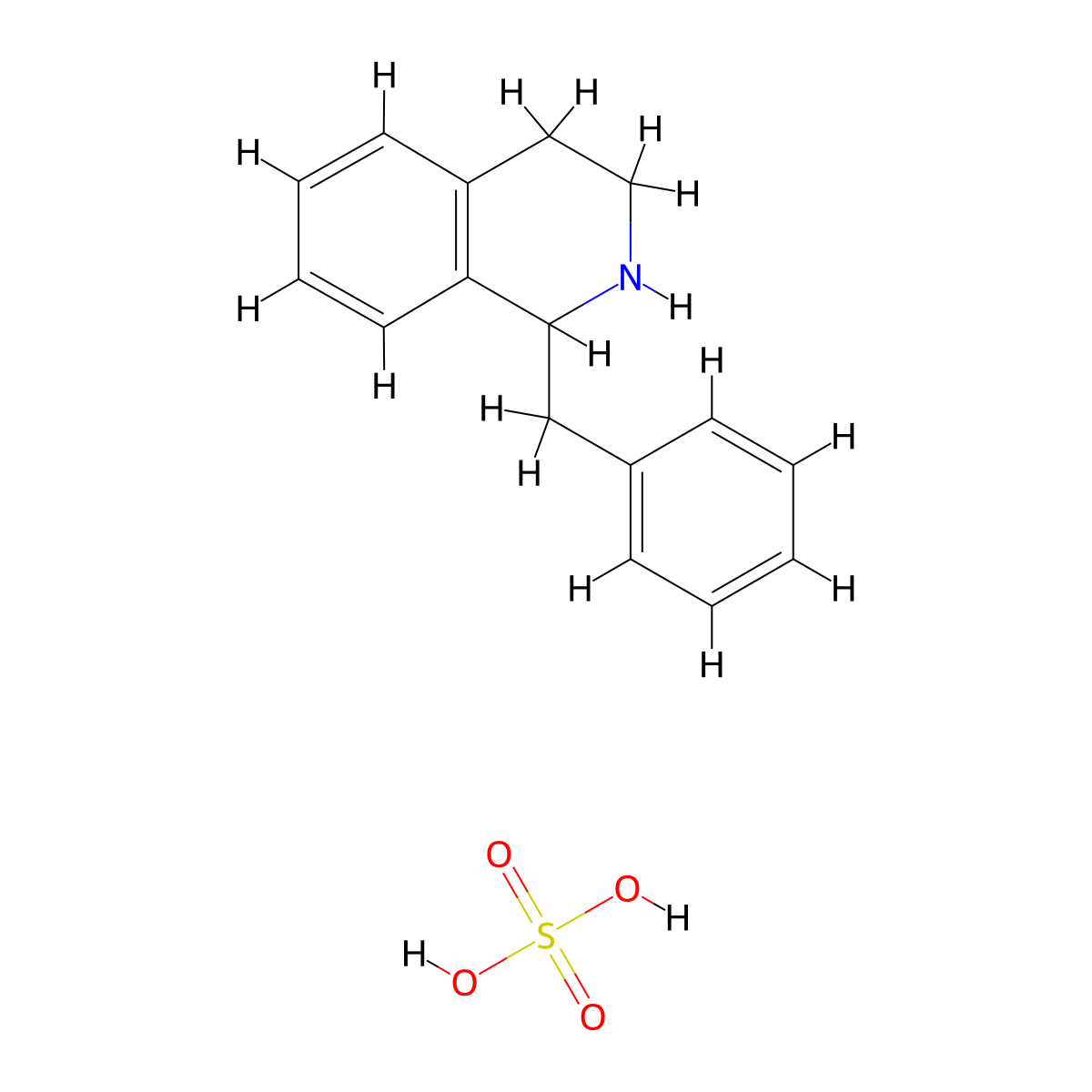 1-Benzyl-1,2,3,4-tetrahydroisoquinoline; sulfuric acid molecular structure, CAS 1423034-30-3