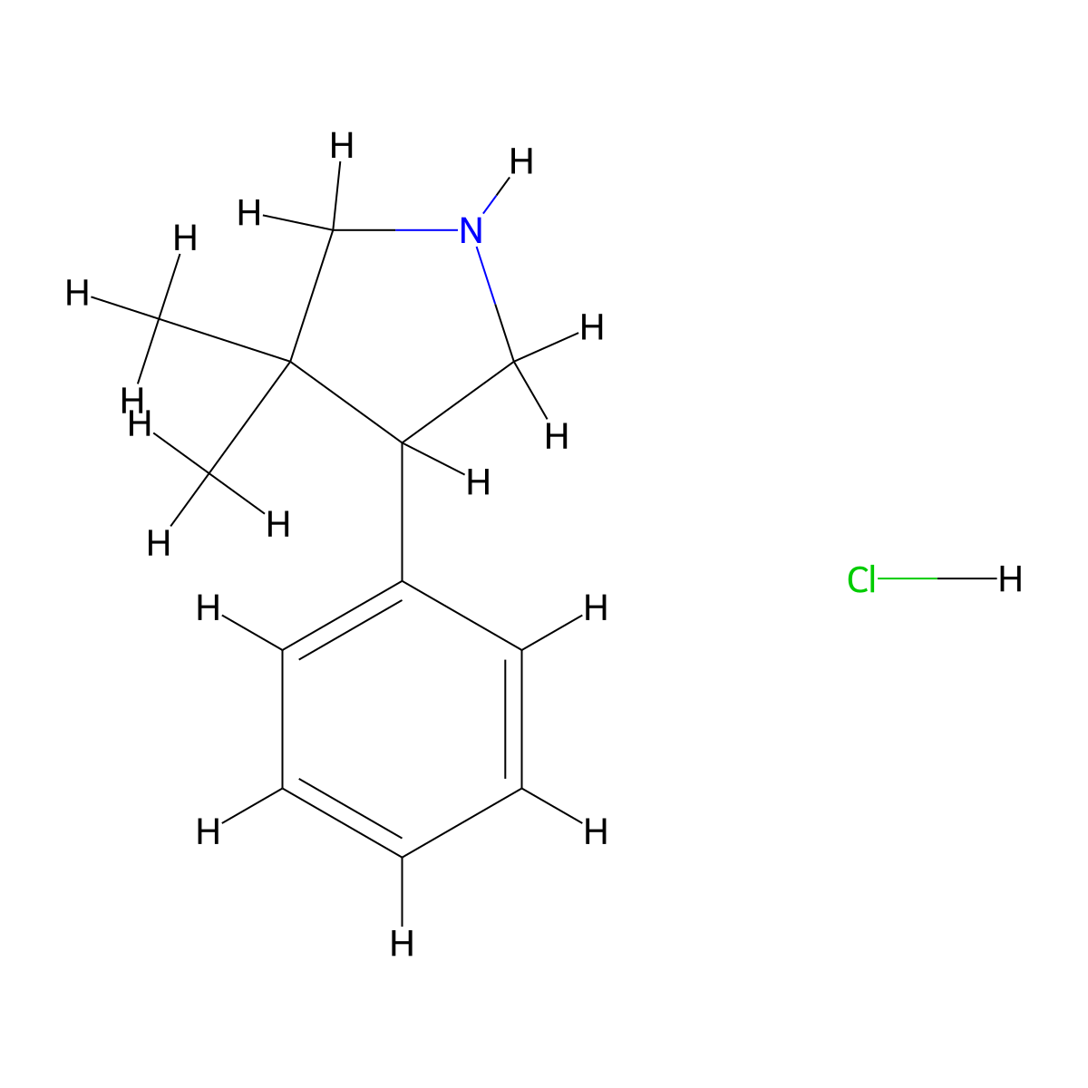 3,3-Dimethyl-4-phenylpyrrolidine hydrochloride molecular structure, CAS 1423034-41-6