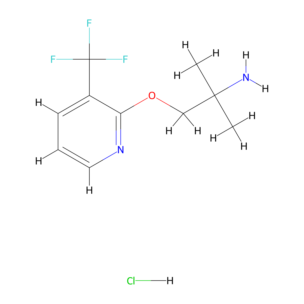 2-(2-Amino-2-methylpropoxy)-3-(trifluoromethyl)pyridine hydrochloride molecular structure, CAS 1423034-42-7