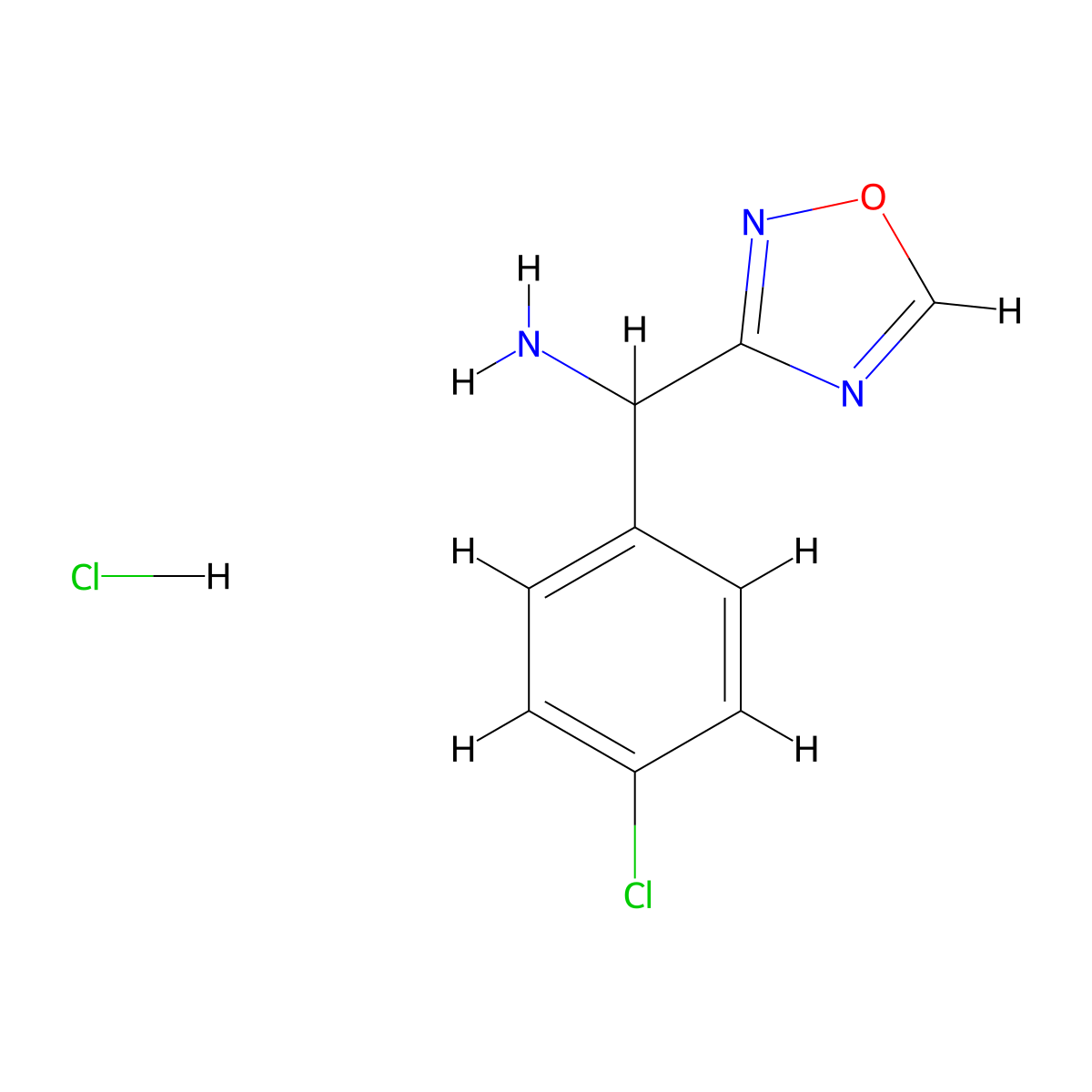 (4-Chlorophenyl)(1,2,4-oxadiazol-3-yl)methanamine hydrochloride molecular structure, CAS 1423034-43-8