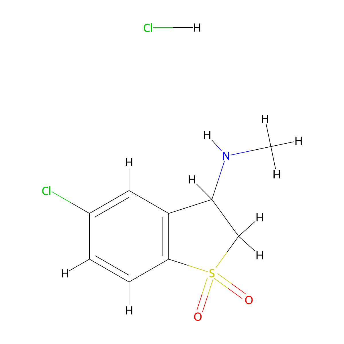 5-Chloro-3-(methylamino)-2,3-dihydro-1lambda6-benzothiophene-1,1-dione hydrochloride molecular structure, CAS 1423034-47-2